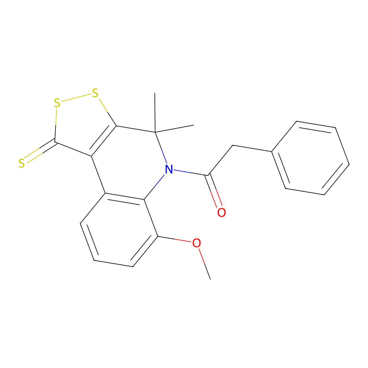 1-(6-Methoxy-4,4-dimethyl-1-sulfanylidenedithiolo[3,4-c]quinolin-5-yl)-2-phenylethanone molecular structure, CAS 351224-96-9