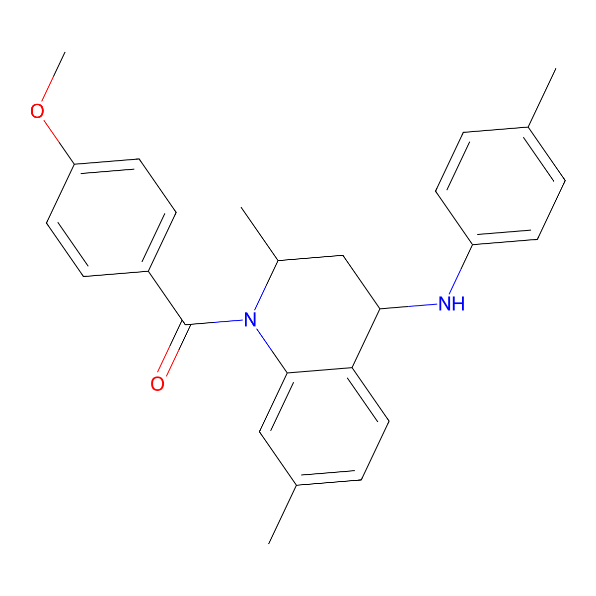 {2,7-dimethyl-4-[(4-methylphenyl)amino]-3,4-dihydroquinolin-1(2H)-yl}(4-methoxyphenyl)methanone molecular structure, CAS 351224-99-2