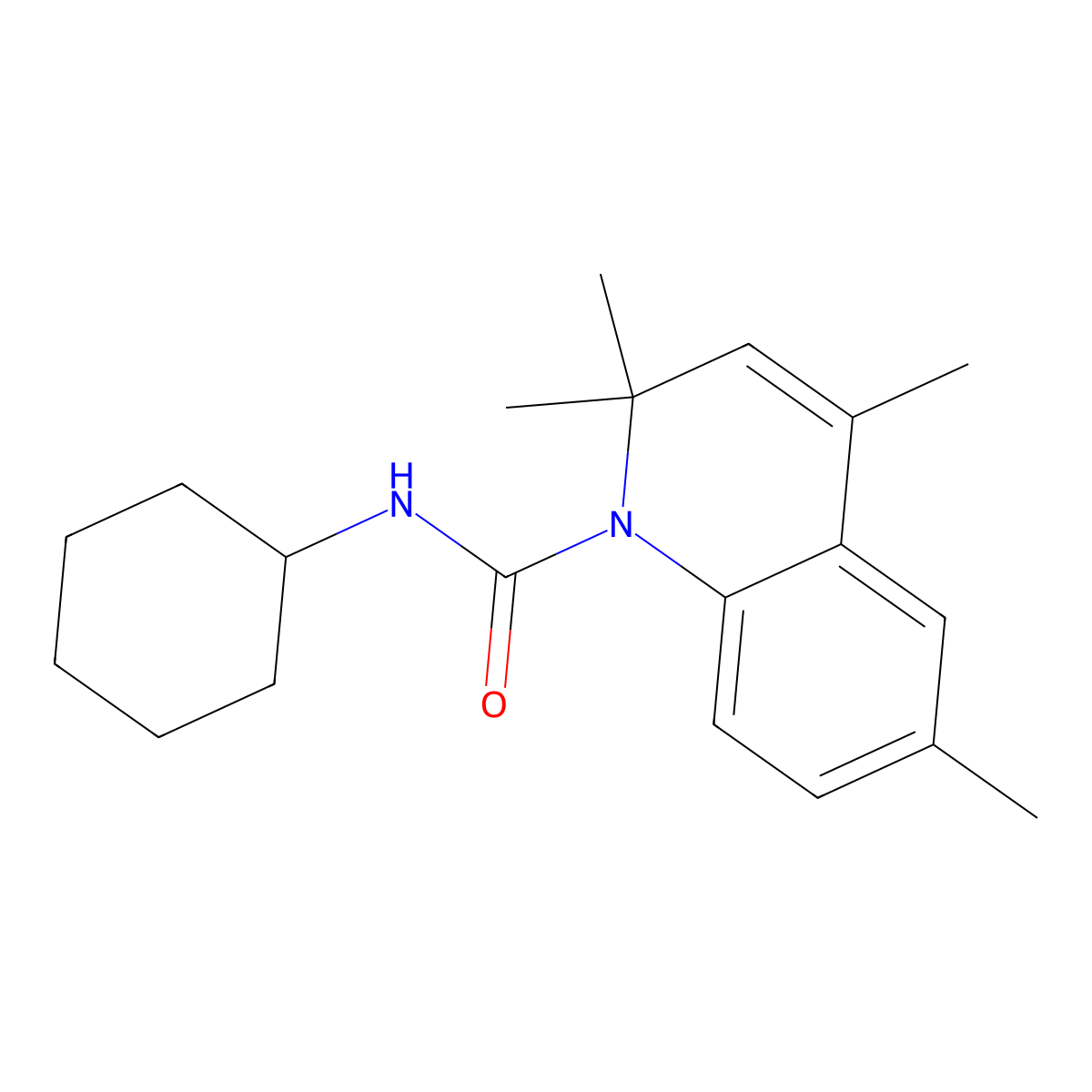 N-cyclohexyl-2,2,4,6-tetramethylquinoline-1(2H)-carboxamide molecular structure, CAS 351225-10-0