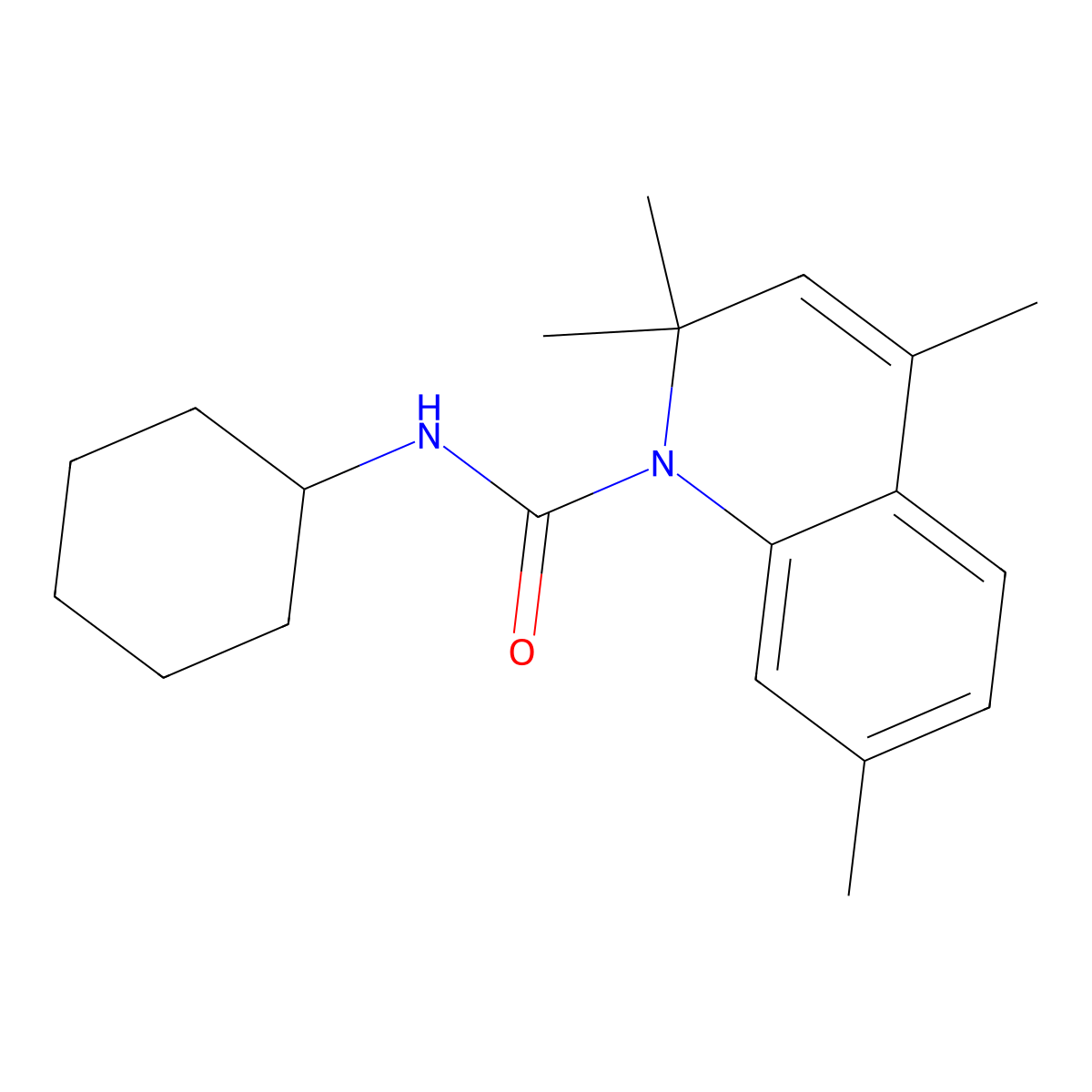 N-cyclohexyl-2,2,4,7-tetramethylquinoline-1(2H)-carboxamide molecular structure, CAS 351225-12-2