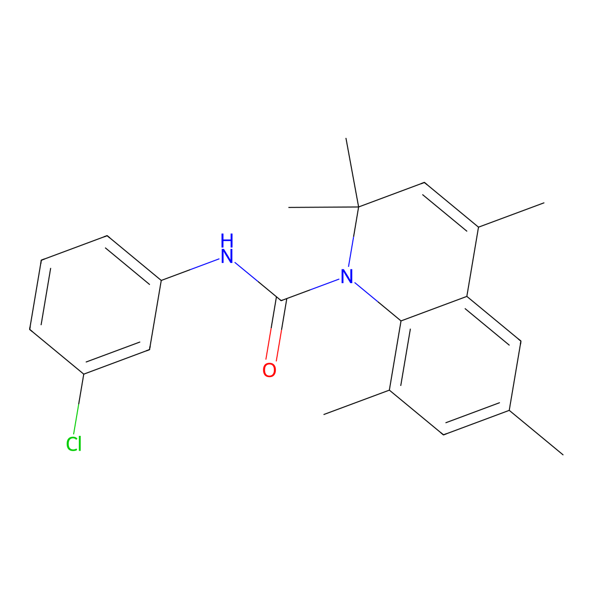 N-(3-chlorophenyl)-2,2,4,6,8-pentamethylquinoline-1-carboxamide molecular structure, CAS 351225-14-4