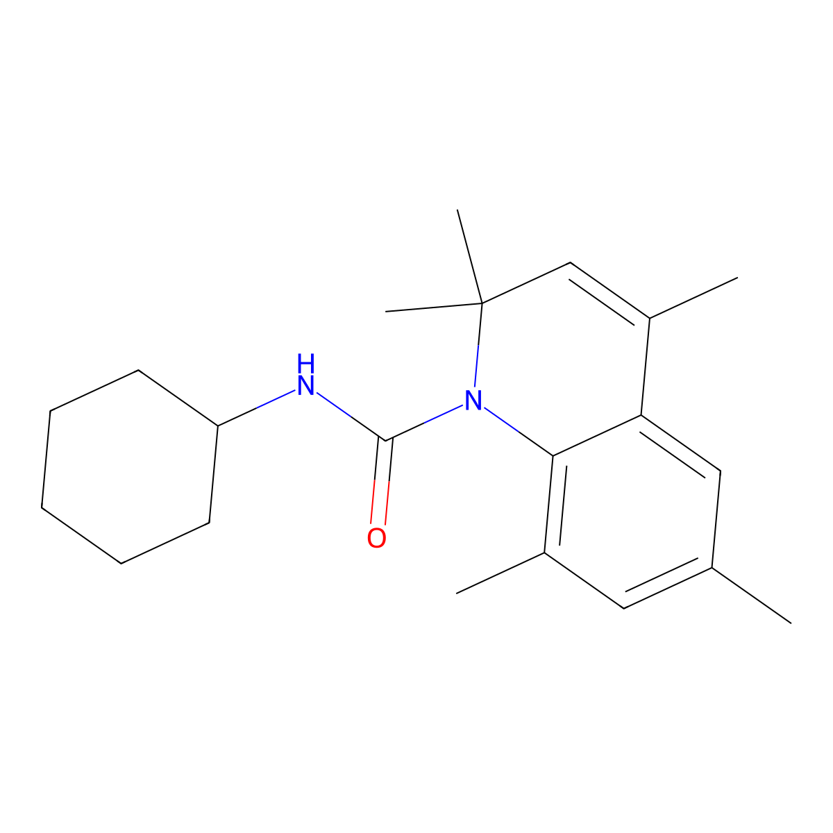 N-cyclohexyl-2,2,4,6,8-pentamethylquinoline-1(2H)-carboxamide molecular structure, CAS 351225-17-7