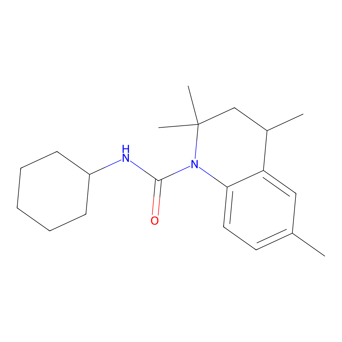 N-cyclohexyl-2,2,4,6-tetramethyl-3,4-dihydroquinoline-1(2H)-carboxamide molecular structure, CAS 351225-18-8