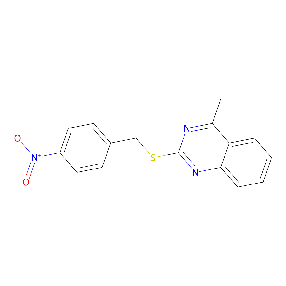 4-Methyl-2-[(4-nitrophenyl)methylsulfanyl]quinazoline molecular structure, CAS 351225-35-9