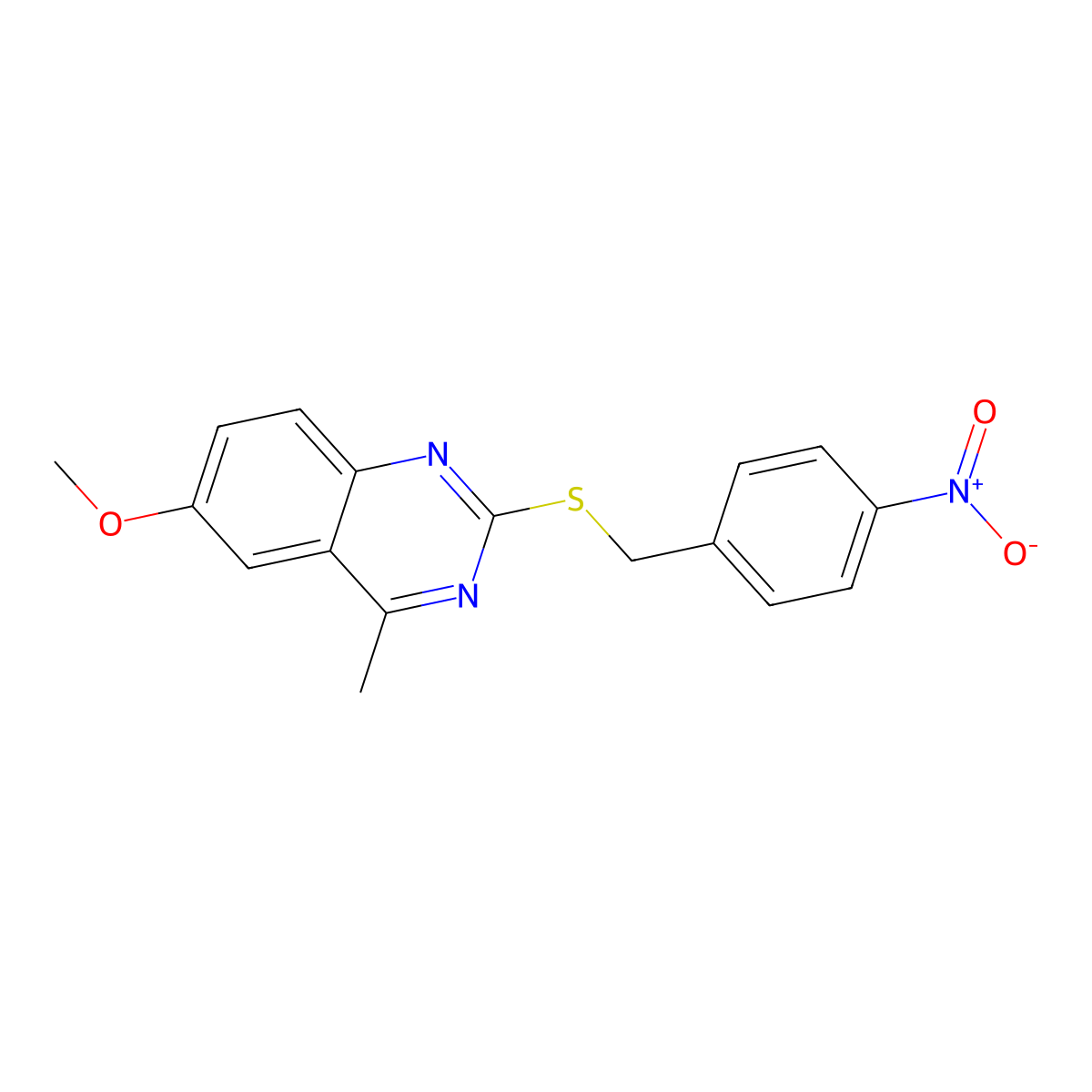 6-Methoxy-4-methyl-2-[(4-nitrobenzyl)sulfanyl]quinazoline molecular structure, CAS 351225-39-3