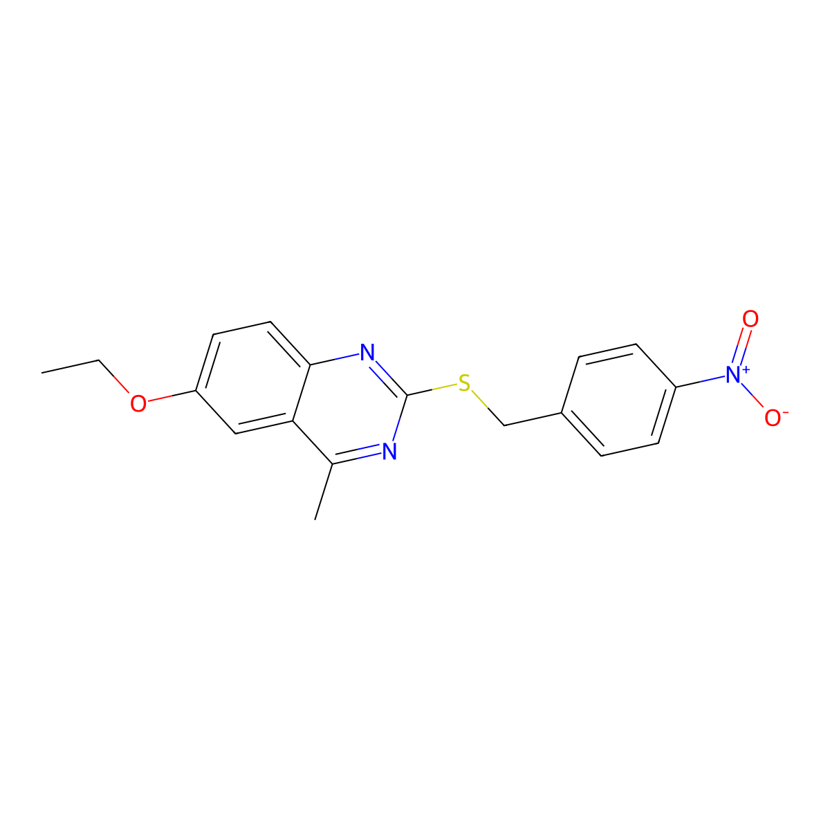 6-Ethoxy-2-({4-nitrobenzyl}sulfanyl)-4-methylquinazoline molecular structure, CAS 351225-40-6