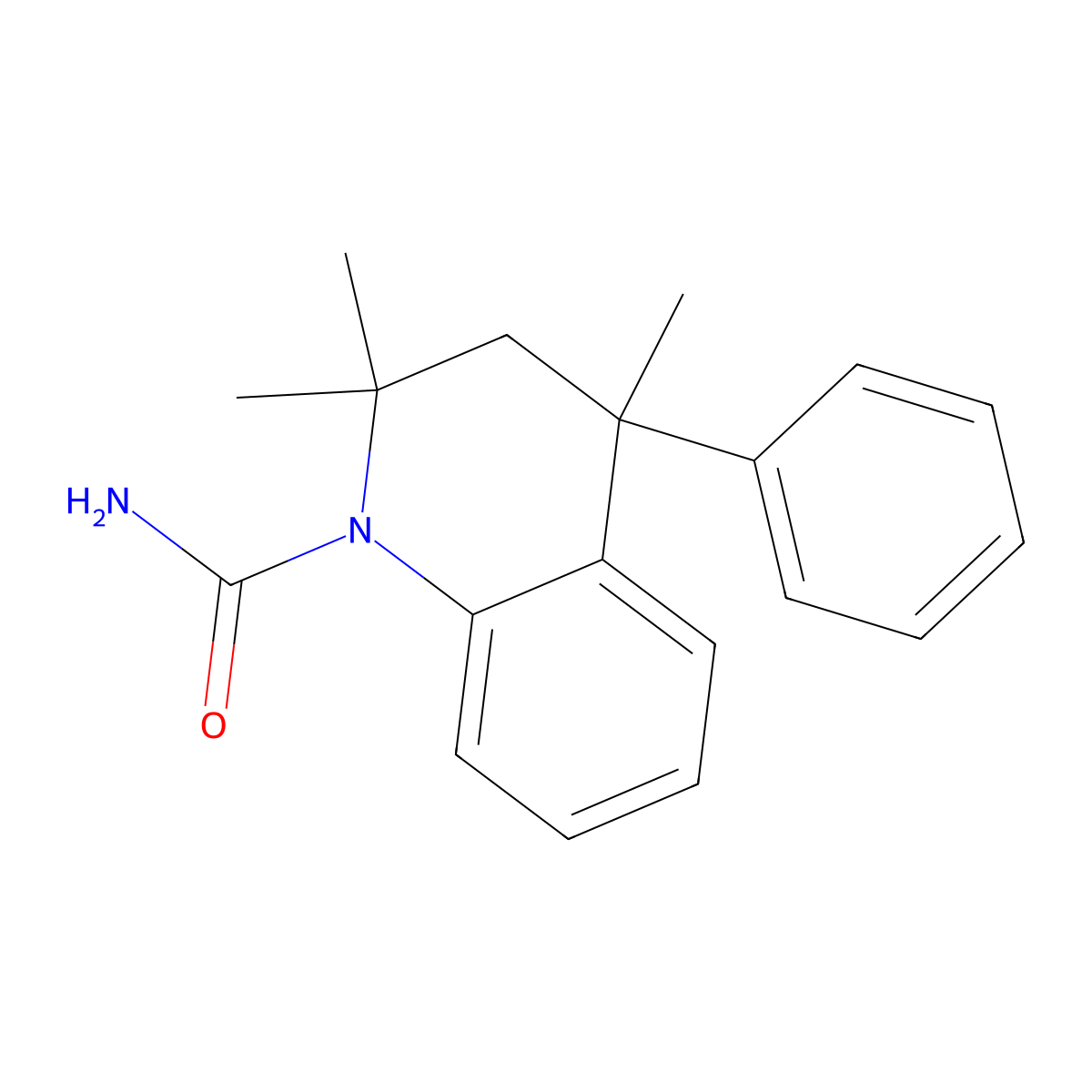 2,2,4-trimethyl-4-phenyl-3H-quinoline-1-carboxamide molecular structure, CAS 351225-41-7