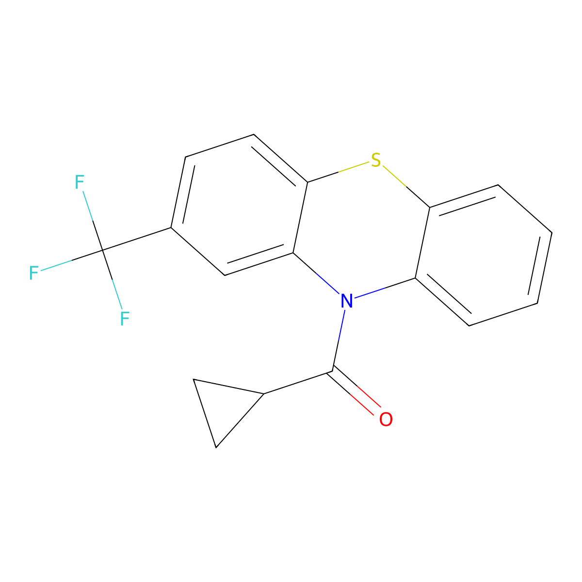 Cyclopropyl-(2-trifluoromethyl-phenothiazin-10-yl)-methanone molecular structure, CAS 351226-31-8