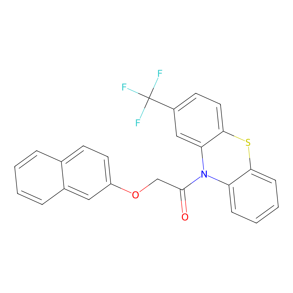 2-(naphthalen-2-yloxy)-1-[2-(trifluoromethyl)-10H-phenothiazin-10-yl]ethanone molecular structure, CAS 351226-32-9