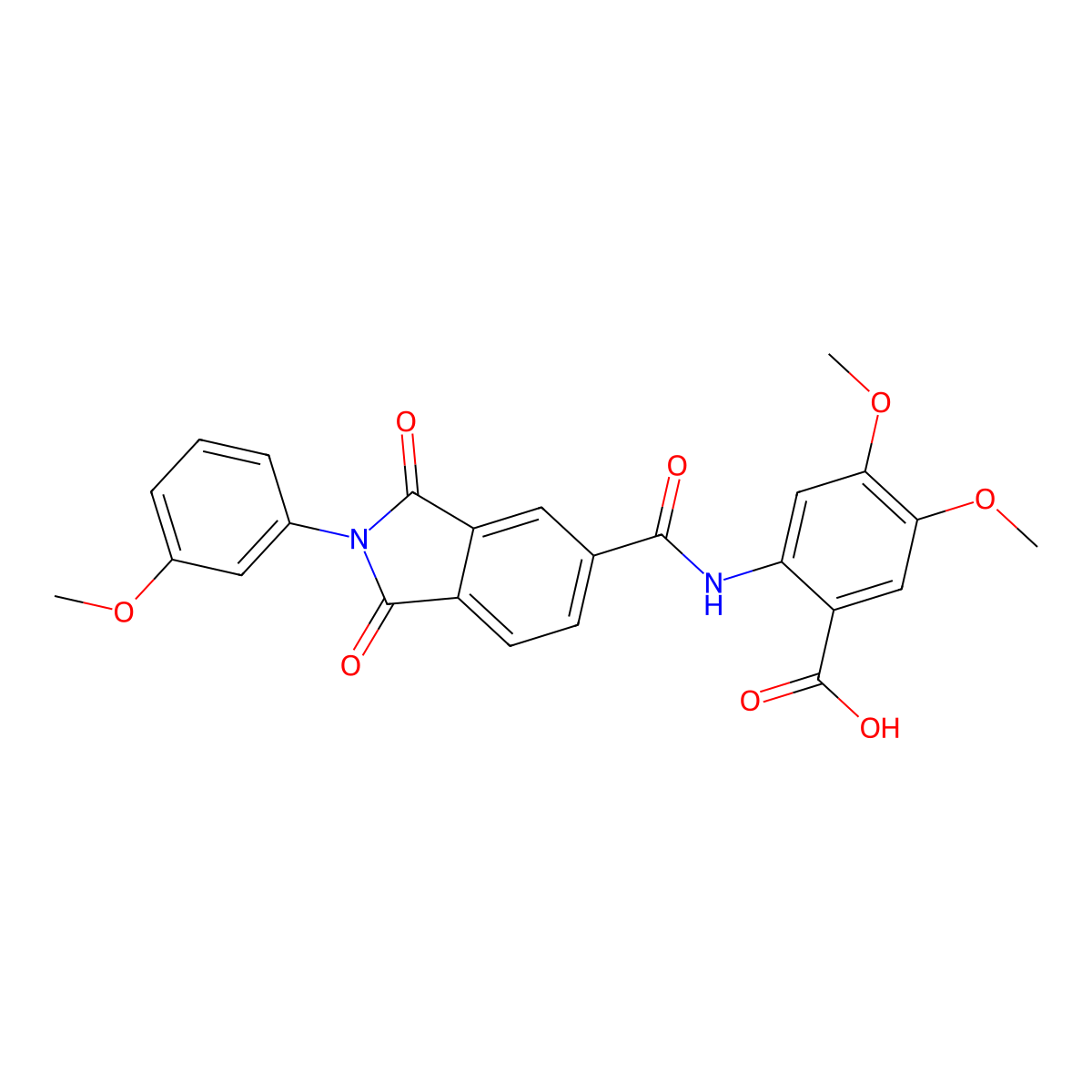 4,5-dimethoxy-2-({[2-(3-methoxyphenyl)-1,3-dioxo-2,3-dihydro-1H-isoindol-5-yl]carbonyl}amino)benzoic acid molecular structure, CAS 351226-89-6