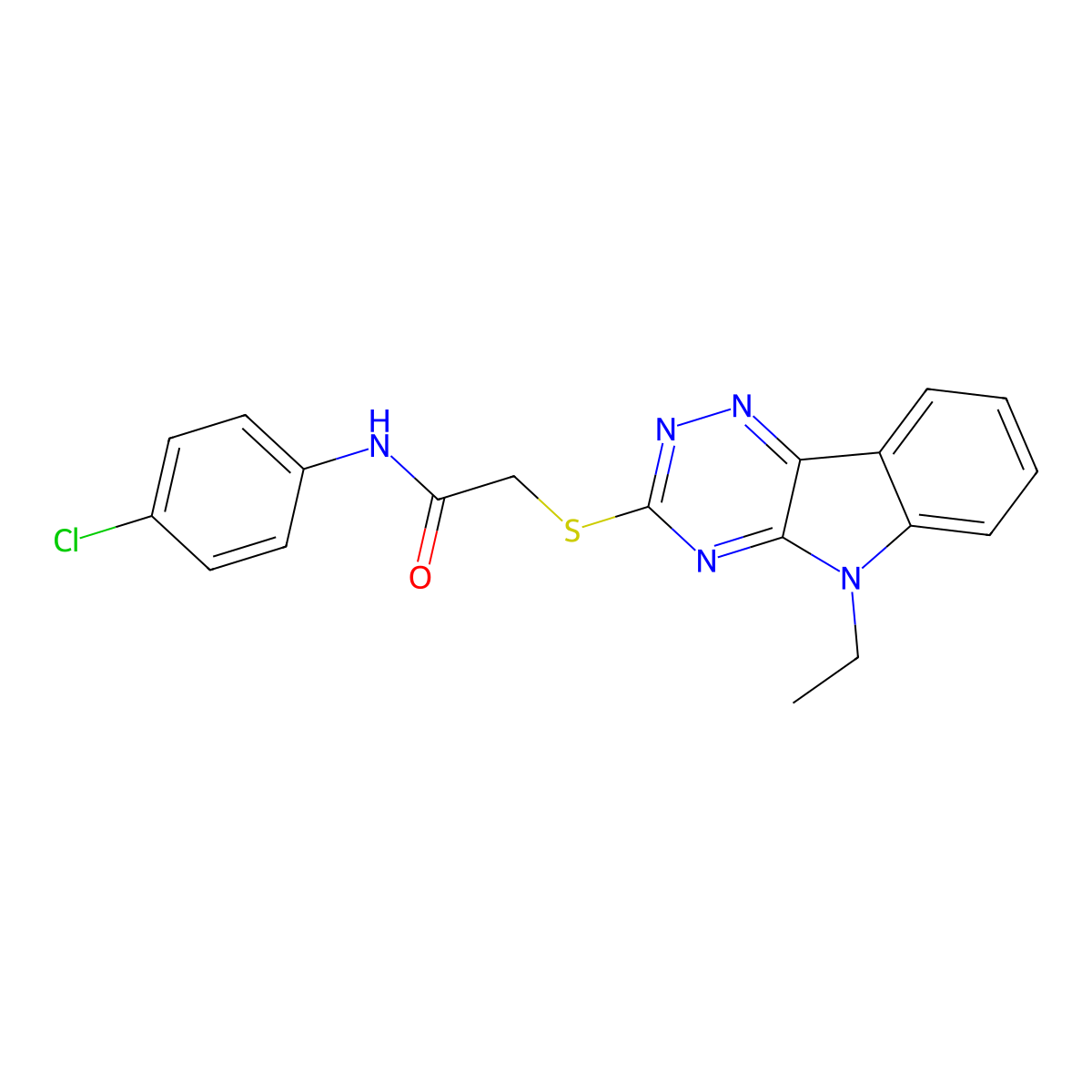 N-(4-chlorophenyl)-2-[(5-ethyl-[1,2,4]triazino[5,6-b]indol-3-yl)sulfanyl]acetamide molecular structure, CAS 351226-98-7