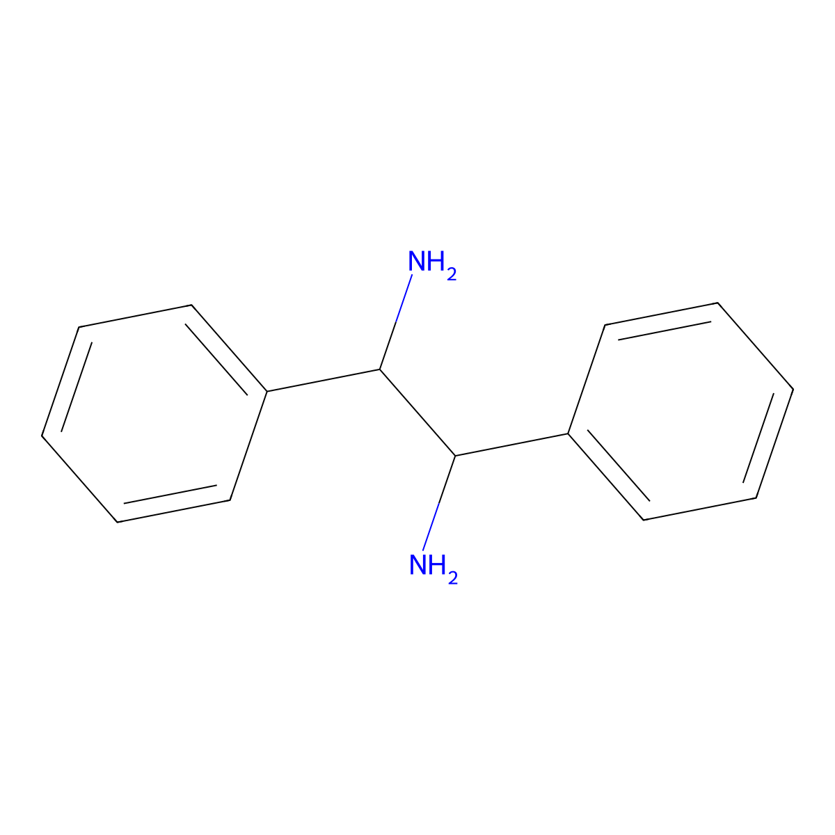 (1R,2R)-(+)-1,2-Diphenylethylenediamine molecular structure, CAS 35132-20-8