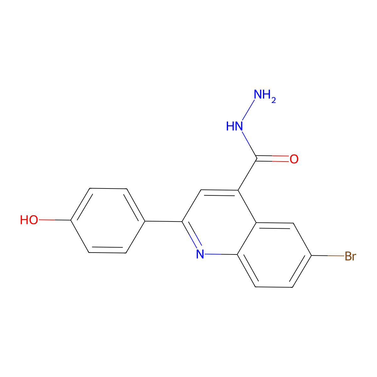 6-Bromo-2-(4-hydroxyphenyl)quinoline-4-carbohydrazide molecular structure, CAS 351327-31-6