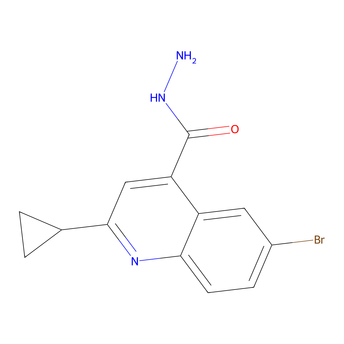 6-Bromo-2-cyclopropylquinoline-4-carbohydrazide molecular structure, CAS 351328-07-9