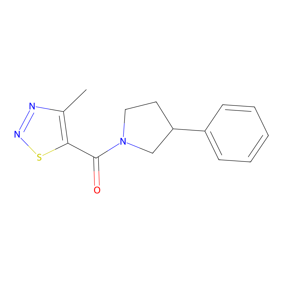 (4-Methyl-1,2,3-thiadiazol-5-yl)(3-phenylpyrrolidin-1-yl)methanone molecular structure, CAS 351329-32-3