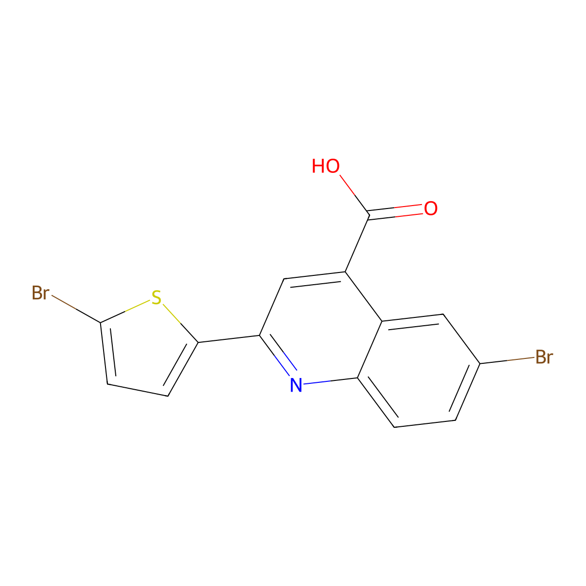 6-Bromo-2-(5-bromothiophen-2-yl)quinoline-4-carboxylic acid molecular structure, CAS 351329-50-5