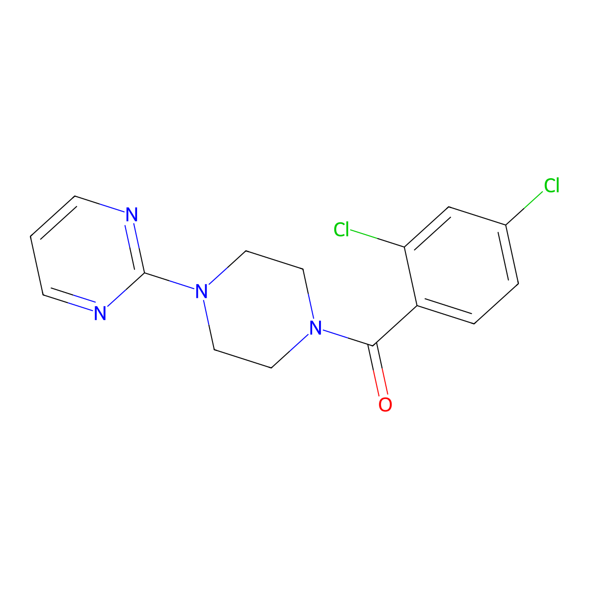 (2,4-Dichlorophenyl)-(4-pyrimidin-2-ylpiperazin-1-yl)methanone molecular structure, CAS 351329-53-8