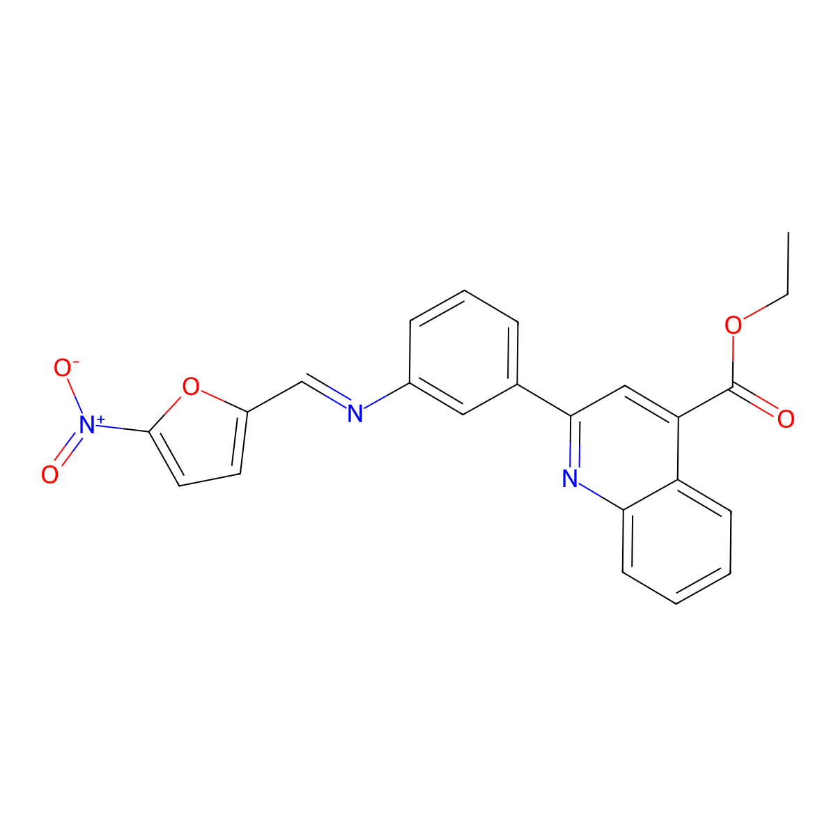 ethyl 2-(3-{[(E)-(5-nitrofuran-2-yl)methylidene]amino}phenyl)quinoline-4-carboxylate molecular structure, CAS 351329-93-6