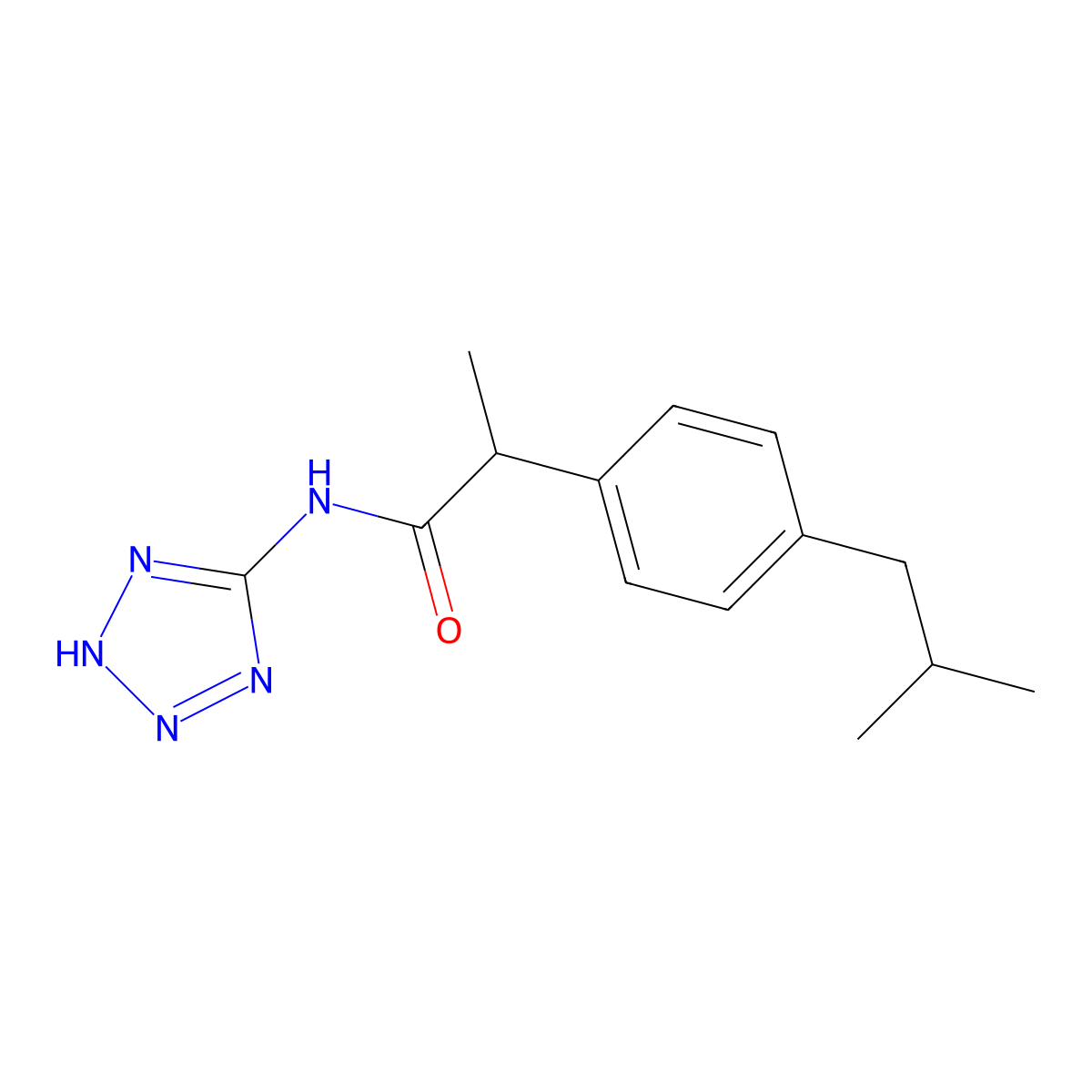 2-[4-(2-methylpropyl)phenyl]-N-(2H-tetrazol-5-yl)propanamide molecular structure, CAS 351330-06-8