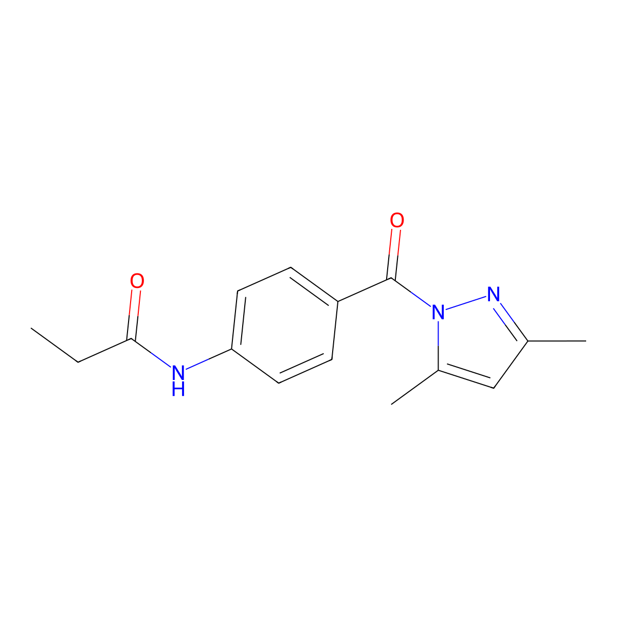 N-{4-[(3,5-dimethyl-1H-pyrazol-1-yl)carbonyl]phenyl}propanamide molecular structure, CAS 351331-98-1