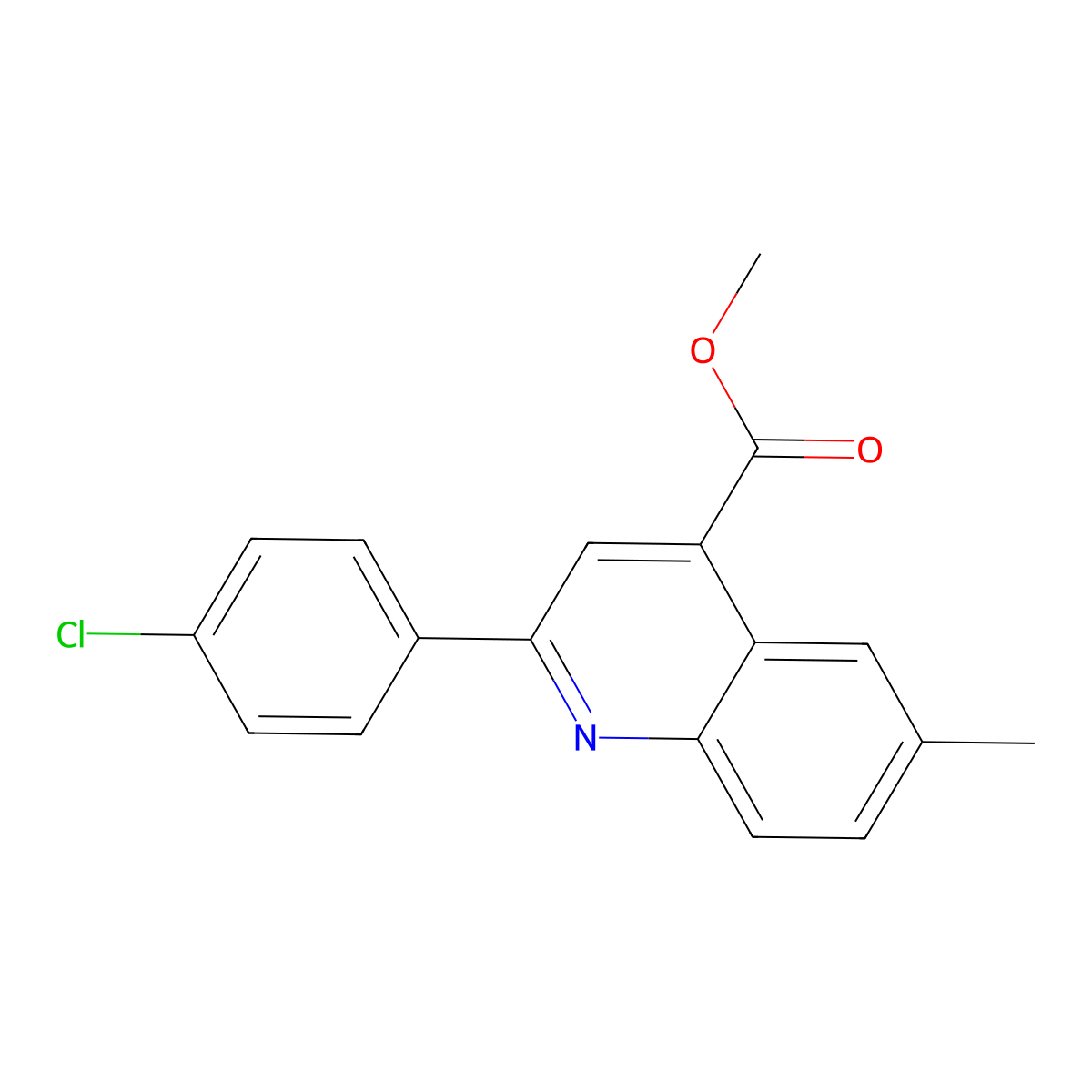 Methyl 2-(4-chlorophenyl)-6-methylquinoline-4-carboxylate molecular structure, CAS 351332-59-7