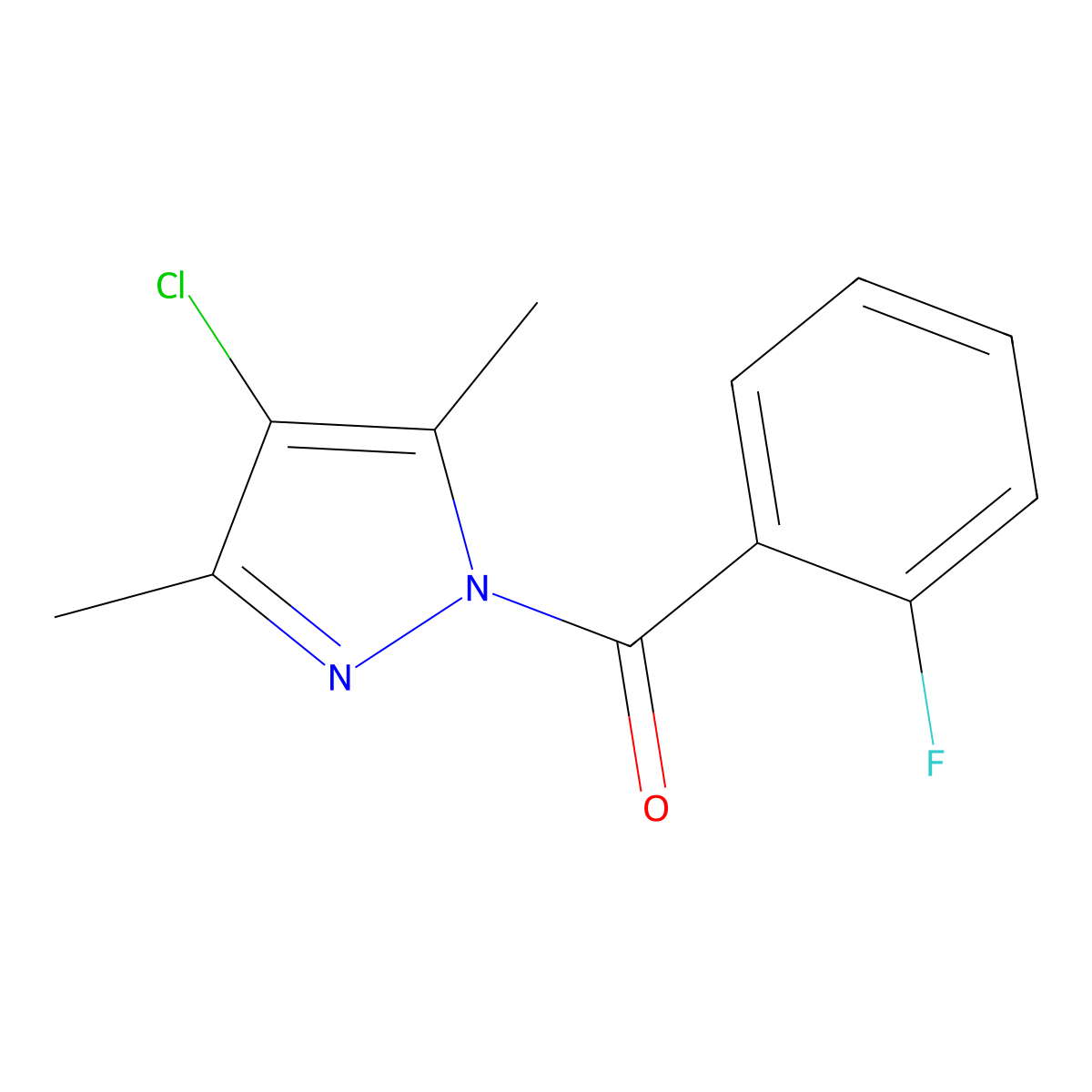 (4-Chloro-3,5-dimethylpyrazol-1-yl)-(2-fluorophenyl)methanone molecular structure, CAS 351332-84-8