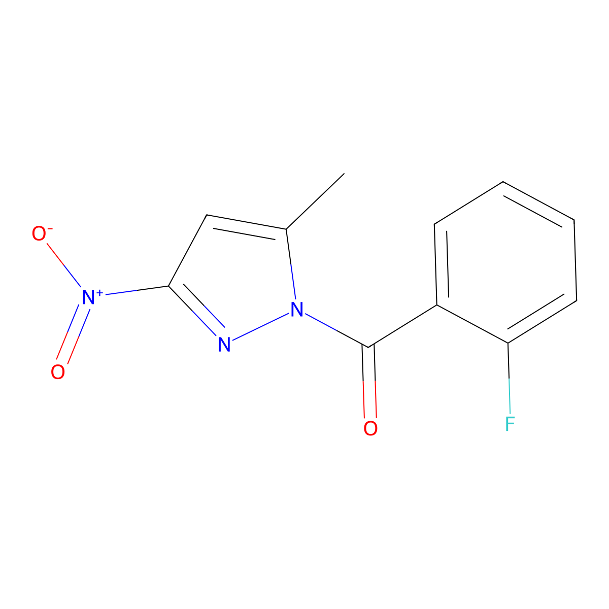 (2-fluorophenyl)(5-methyl-3-nitro-1H-pyrazol-1-yl)methanone molecular structure, CAS 351333-93-2
