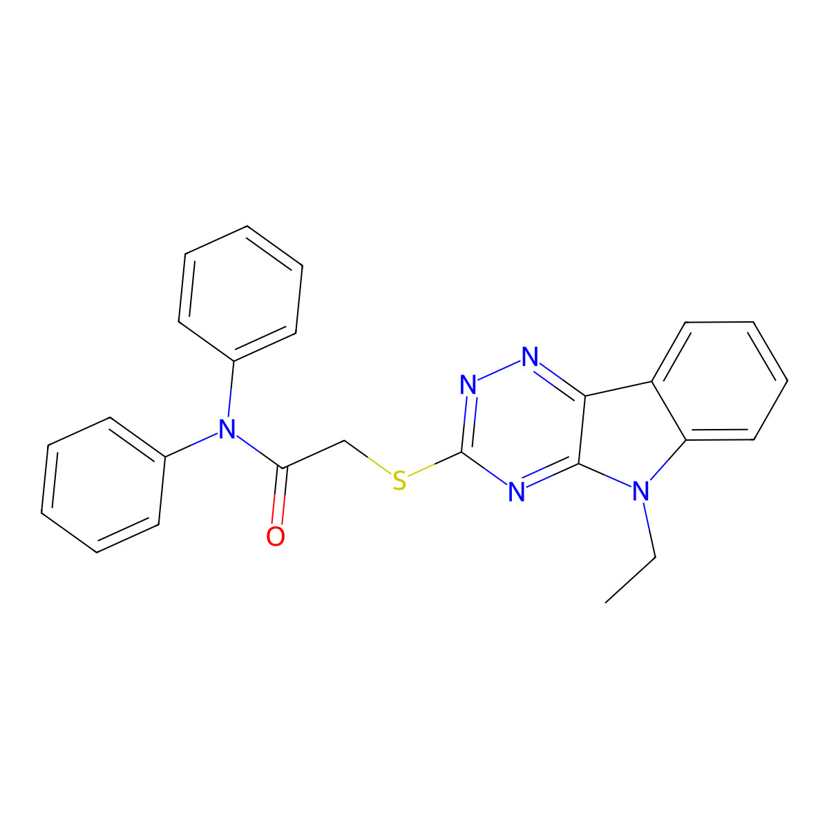 2-[(5-ethyl-[1,2,4]triazino[5,6-b]indol-3-yl)sulfanyl]-N,N-diphenylacetamide molecular structure, CAS 351334-68-4
