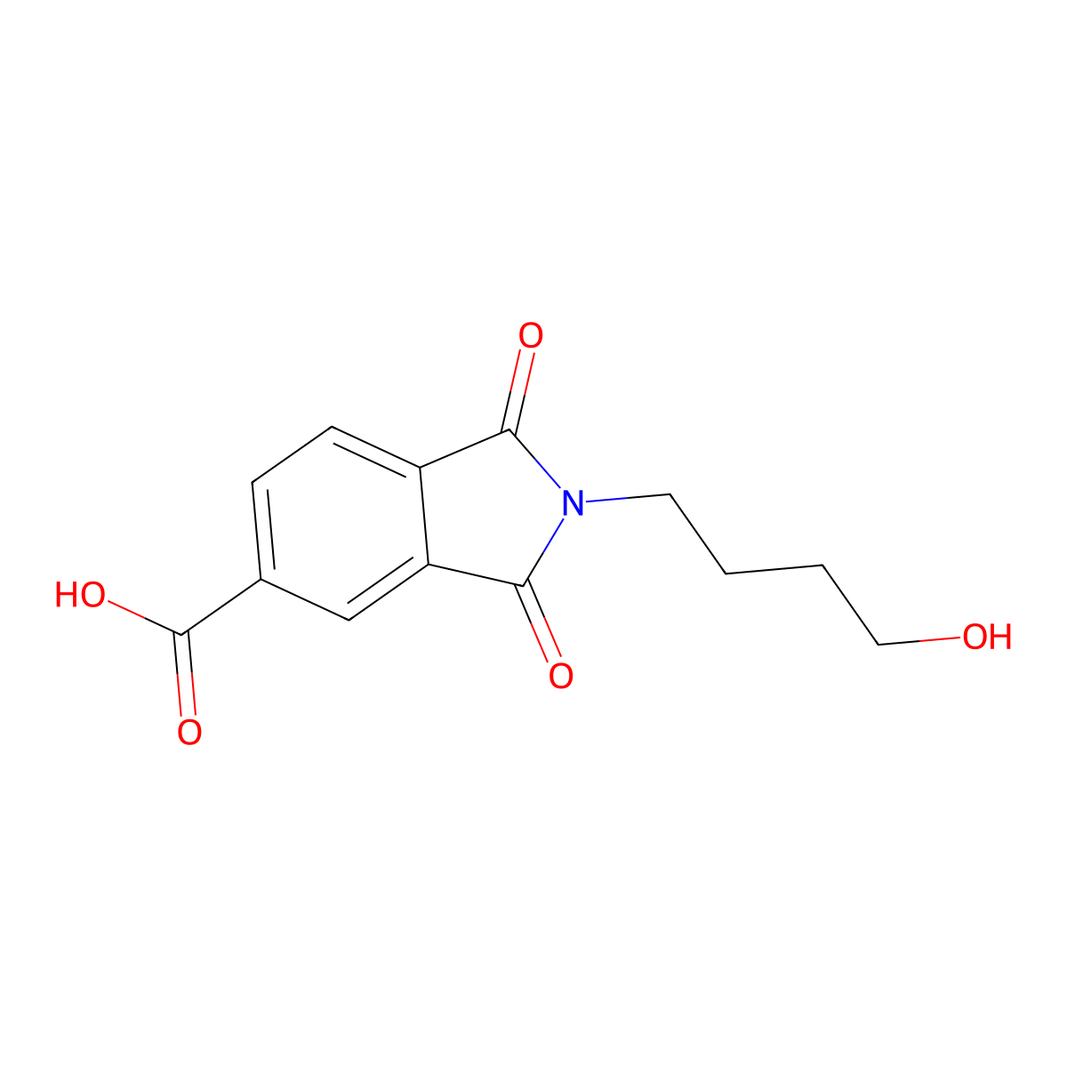 2-(4-Hydroxy-butyl)-1,3-dioxo-2,3-dihydro-1H-isoindole-5-carboxylic acid molecular structure, CAS 351334-92-4