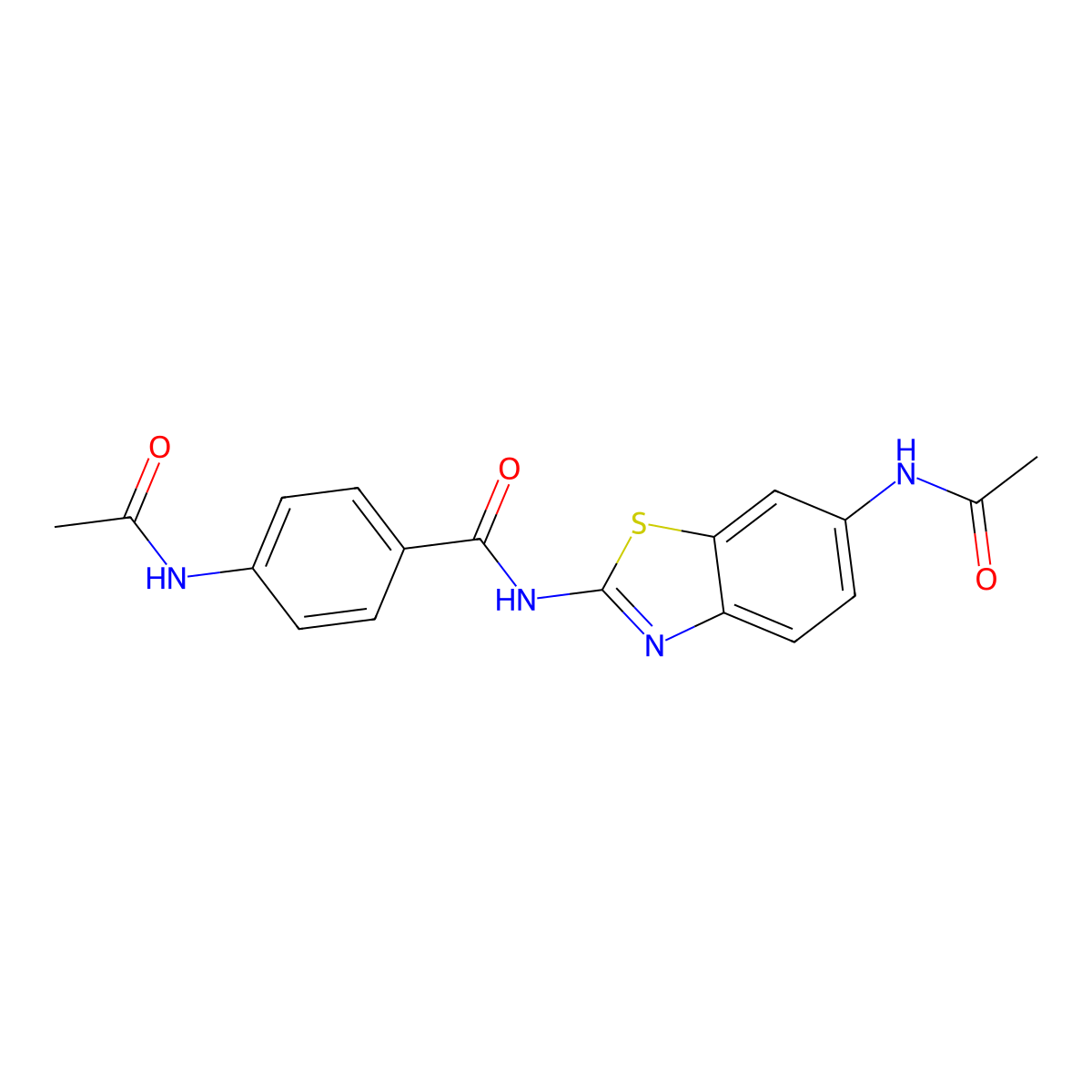 4-(Acetylamino)-N-[6-(acetylamino)-2-benzothiazolyl]benzamide molecular structure, CAS 351334-93-5