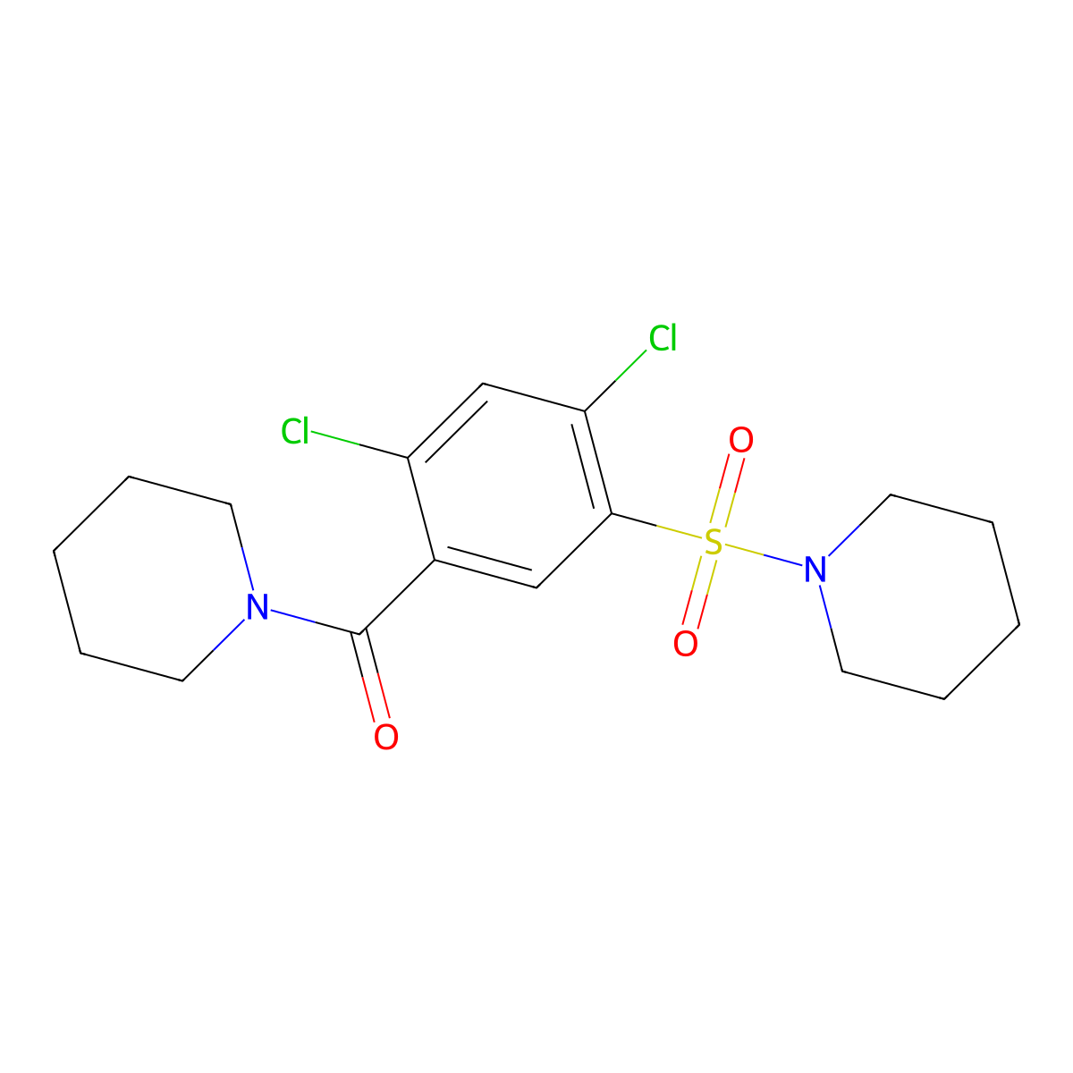 (2,4-Dichloro-5-piperidin-1-ylsulfonylphenyl)-piperidin-1-ylmethanone molecular structure, CAS 351335-20-1