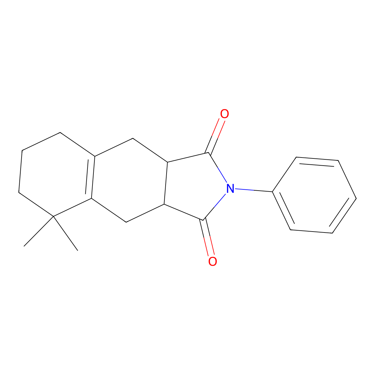 5,5-dimethyl-2-phenyl-3a,4,5,6,7,8,9,9a-octahydro-1H-benzo[f]isoindole-1,3(2H)-dione molecular structure, CAS 351335-37-0