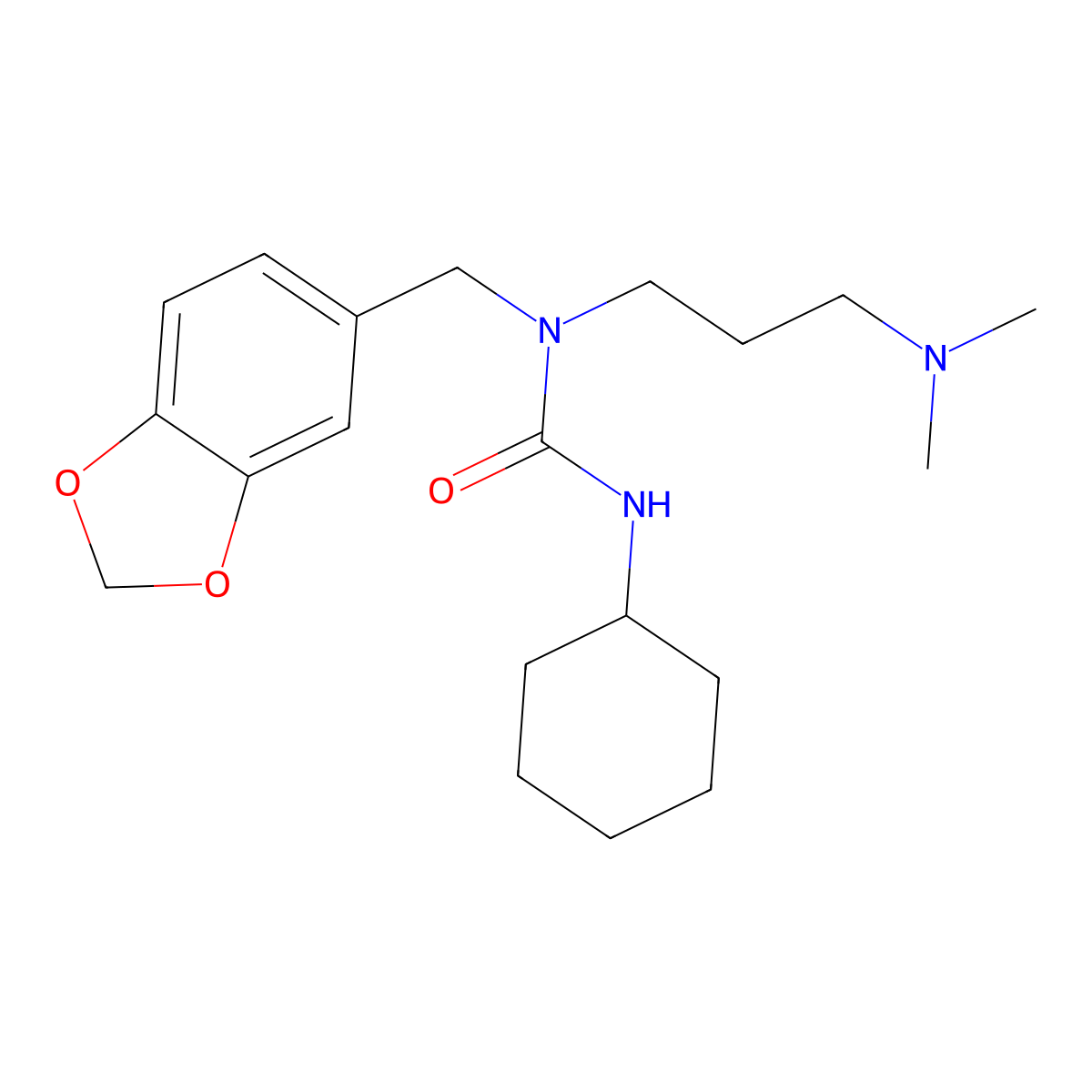 1-(1,3-Benzodioxol-5-ylmethyl)-3-cyclohexyl-1-[3-(dimethylamino)propyl]urea molecular structure, CAS 351335-75-6