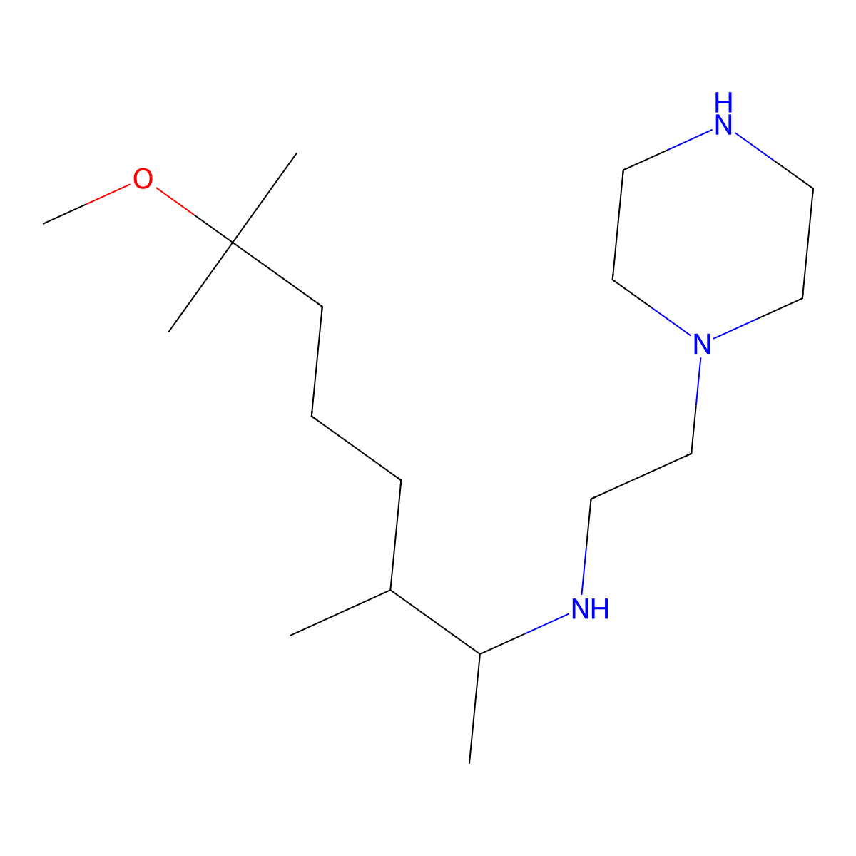 7-methoxy-3,7-dimethyl-N-(2-piperazin-1-ylethyl)octan-2-amine molecular structure, CAS 351335-78-9