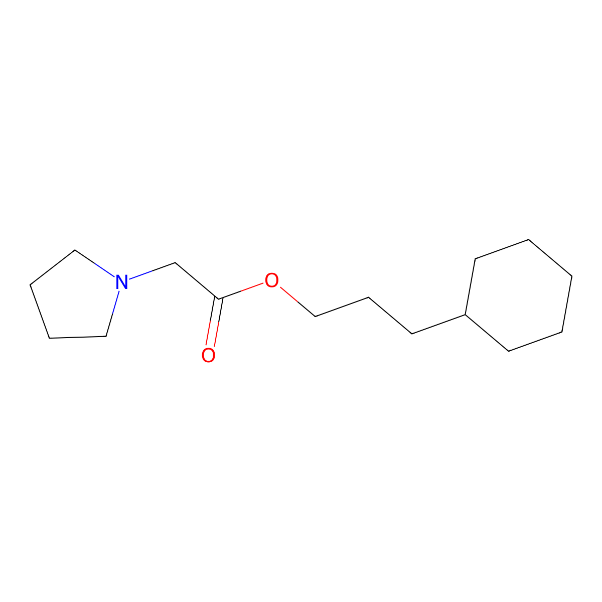 3-Cyclohexylpropyl 2-pyrrolidin-1-ylacetate molecular structure, CAS 351335-84-7