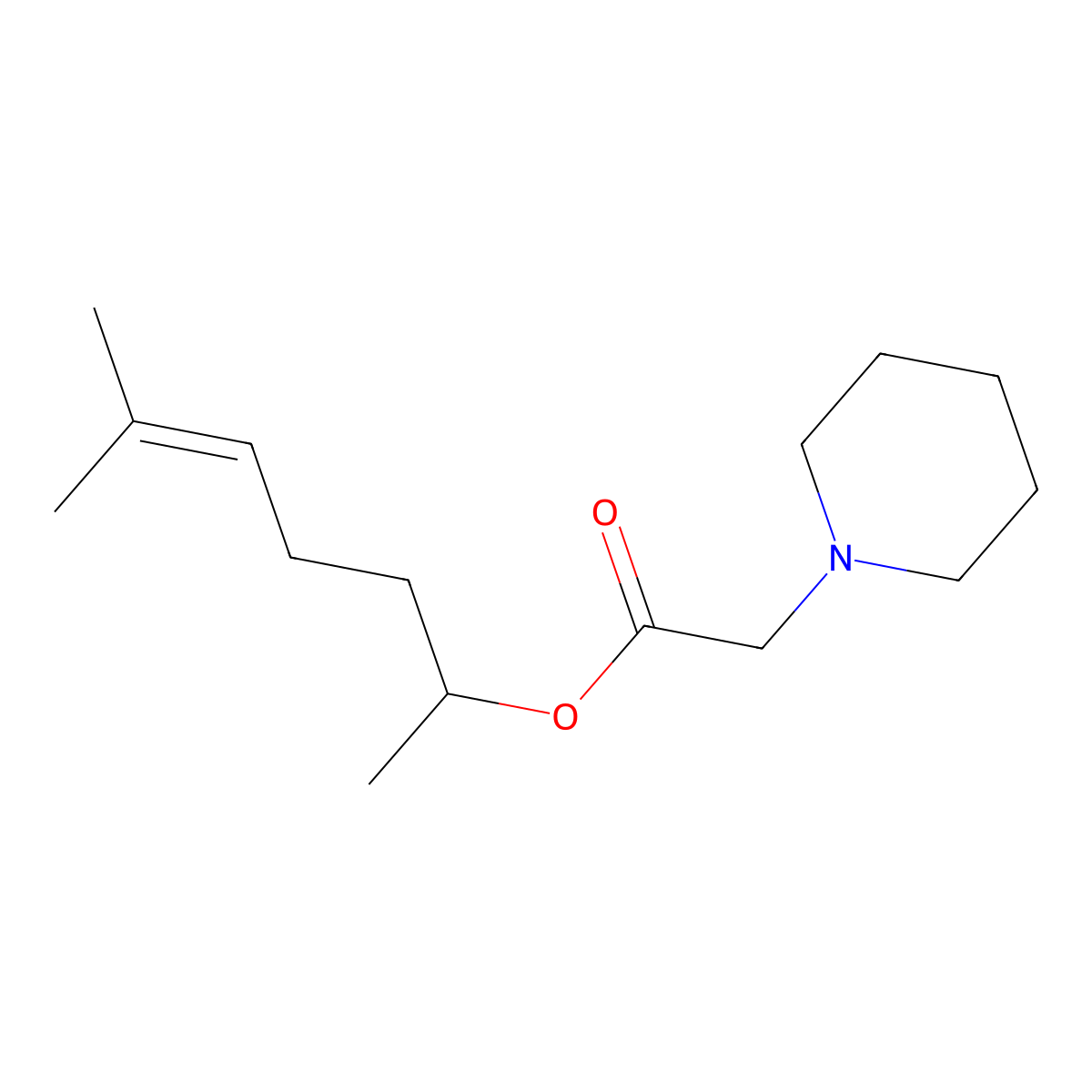 6-Methylhept-5-EN-2-YL 2-(piperidin-1-YL)acetate molecular structure, CAS 351335-99-4