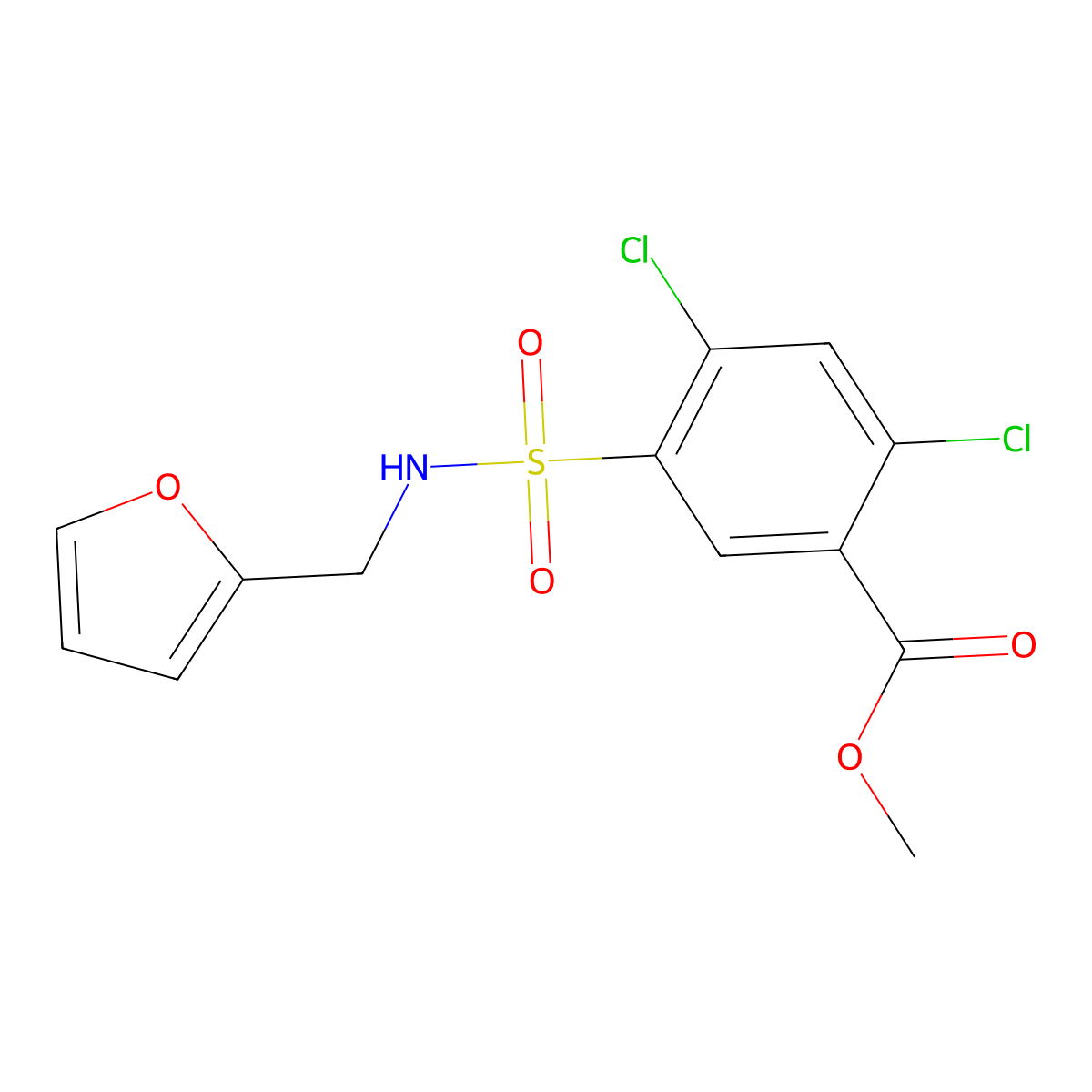 Methyl 2,4-dichloro-5-[(furan-2-ylmethyl)sulfamoyl]benzoate molecular structure, CAS 351336-06-6