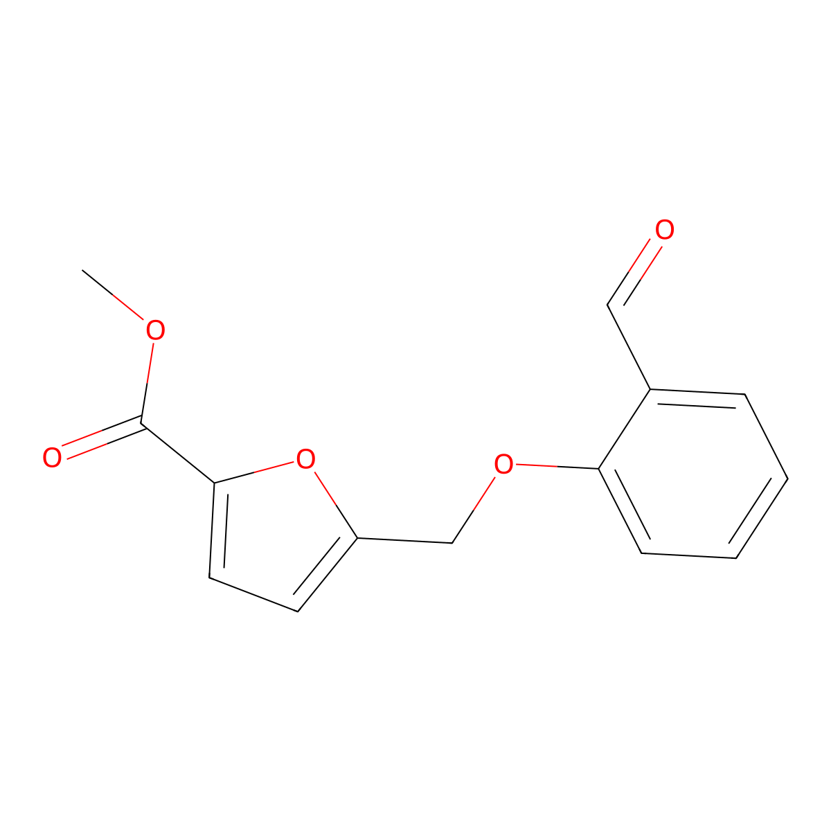 Methyl 5-[(2-formylphenoxy)methyl]furan-2-carboxylate molecular structure, CAS 351336-16-8