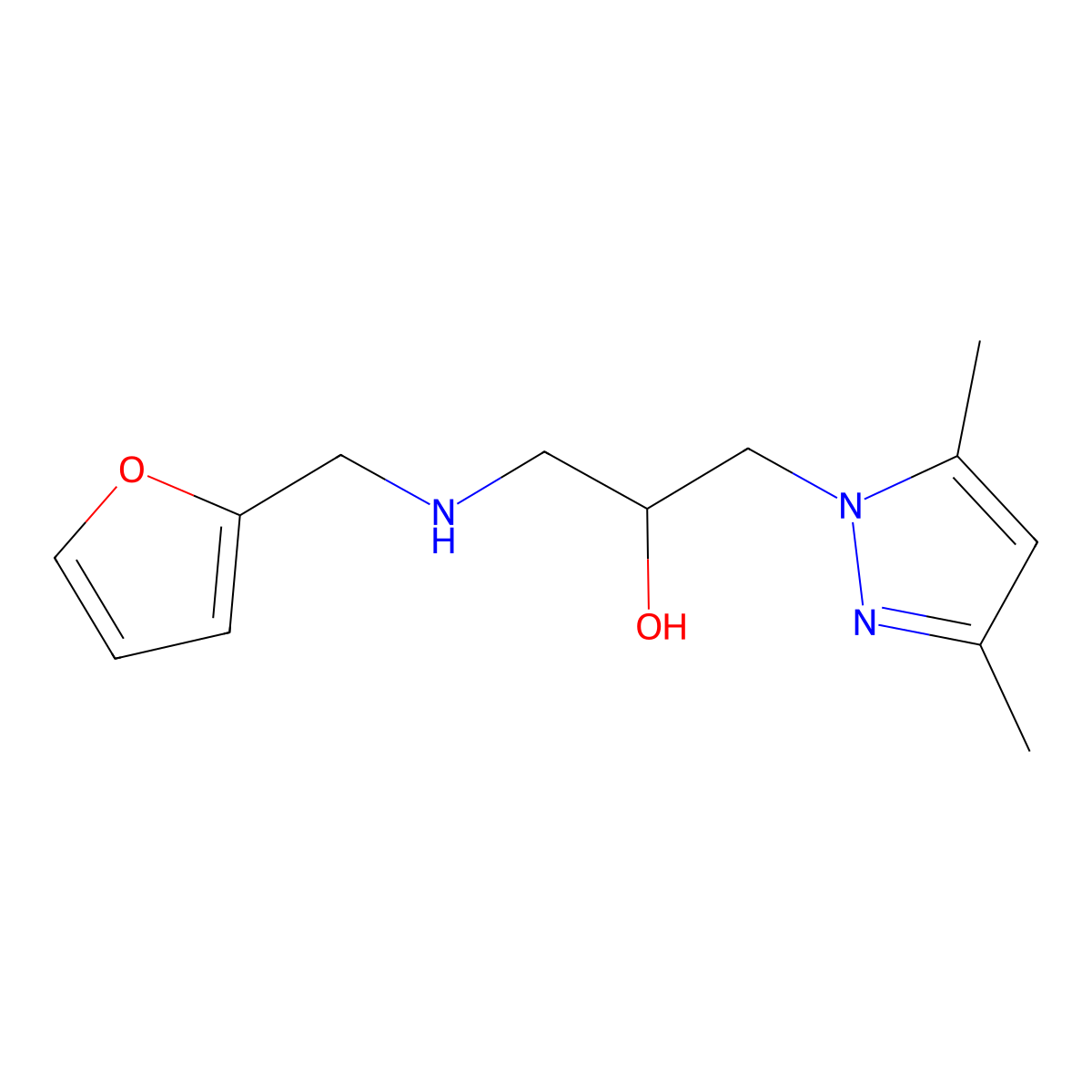 1-(3,5-Dimethyl-pyrazol-1-yl)-3-[(furan-2-ylmethyl)-amino]-propan-2-ol molecular structure, CAS 351336-17-9