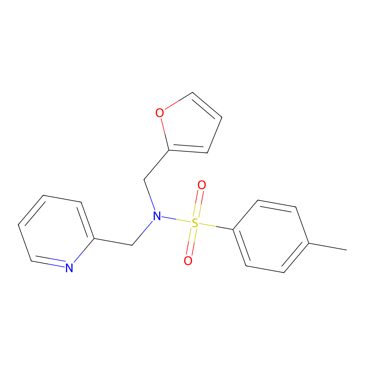 N-(furan-2-ylmethyl)-4-methyl-N-(pyridin-2-ylmethyl)benzenesulfonamide molecular structure, CAS 351336-19-1
