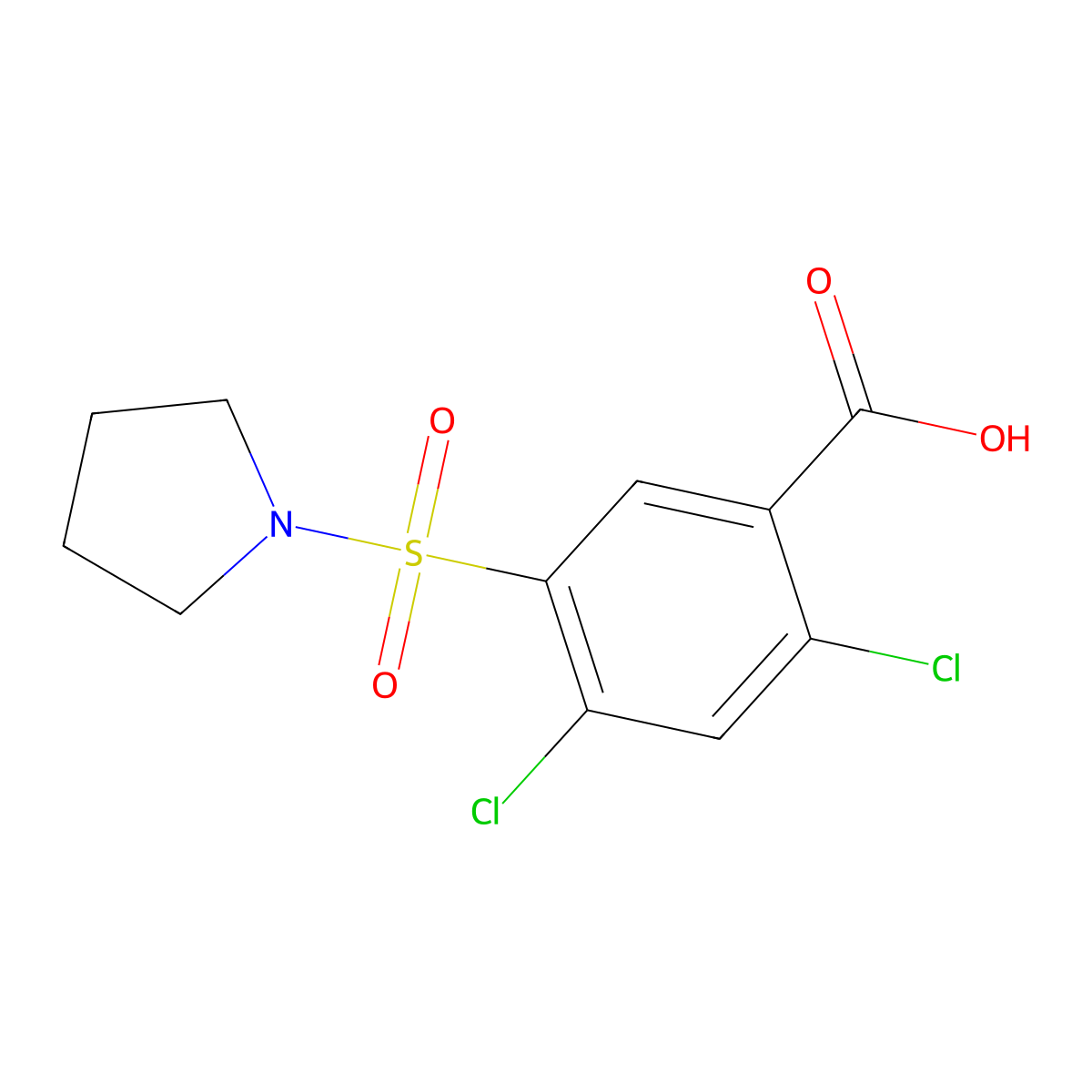2,4-Dichloro-5-(pyrrolidin-1-ylsulfonyl)benzoic acid molecular structure, CAS 351336-24-8