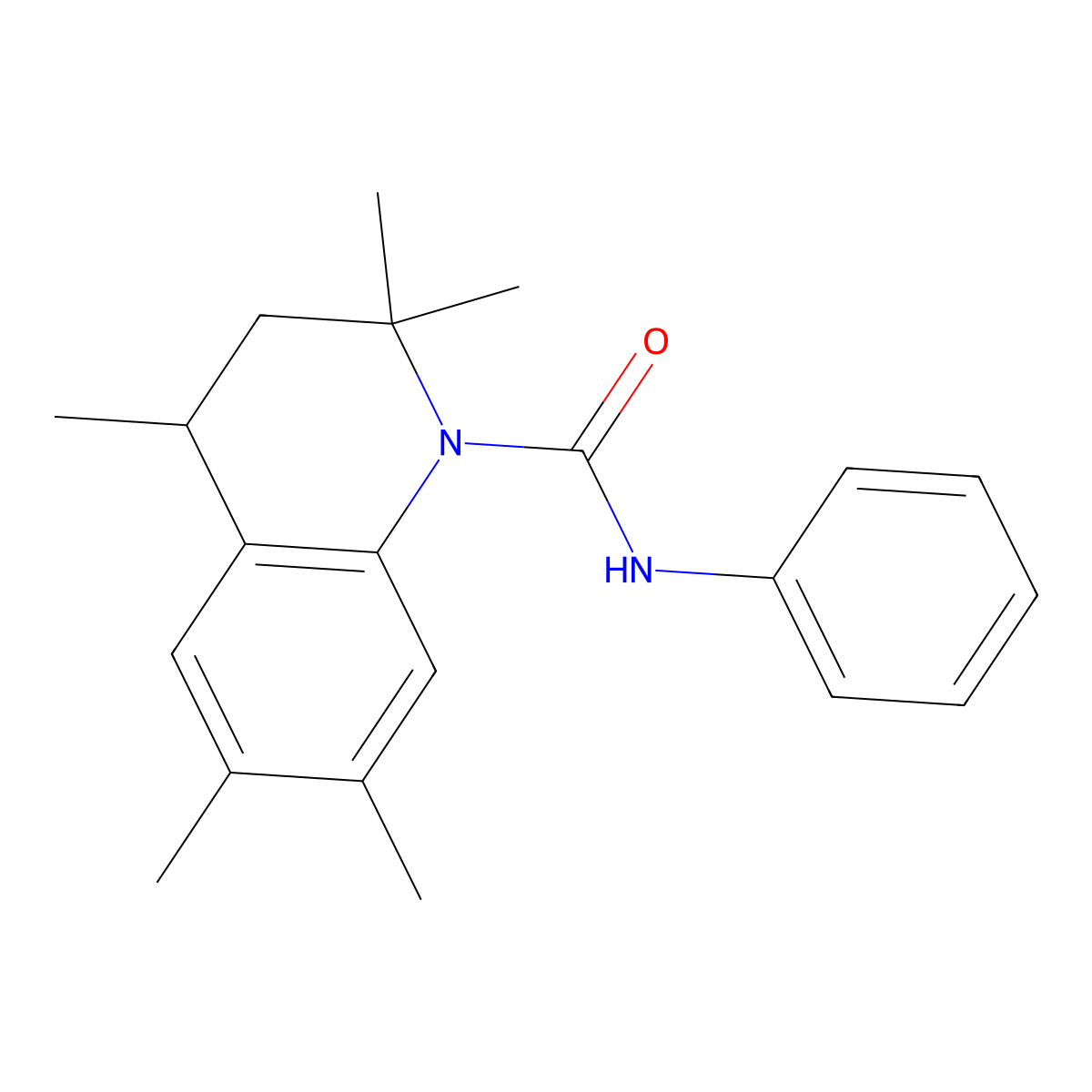 2,2,4,6,7-pentamethyl-N-phenyl-3,4-dihydroquinoline-1(2H)-carboxamide molecular structure, CAS 351337-19-4