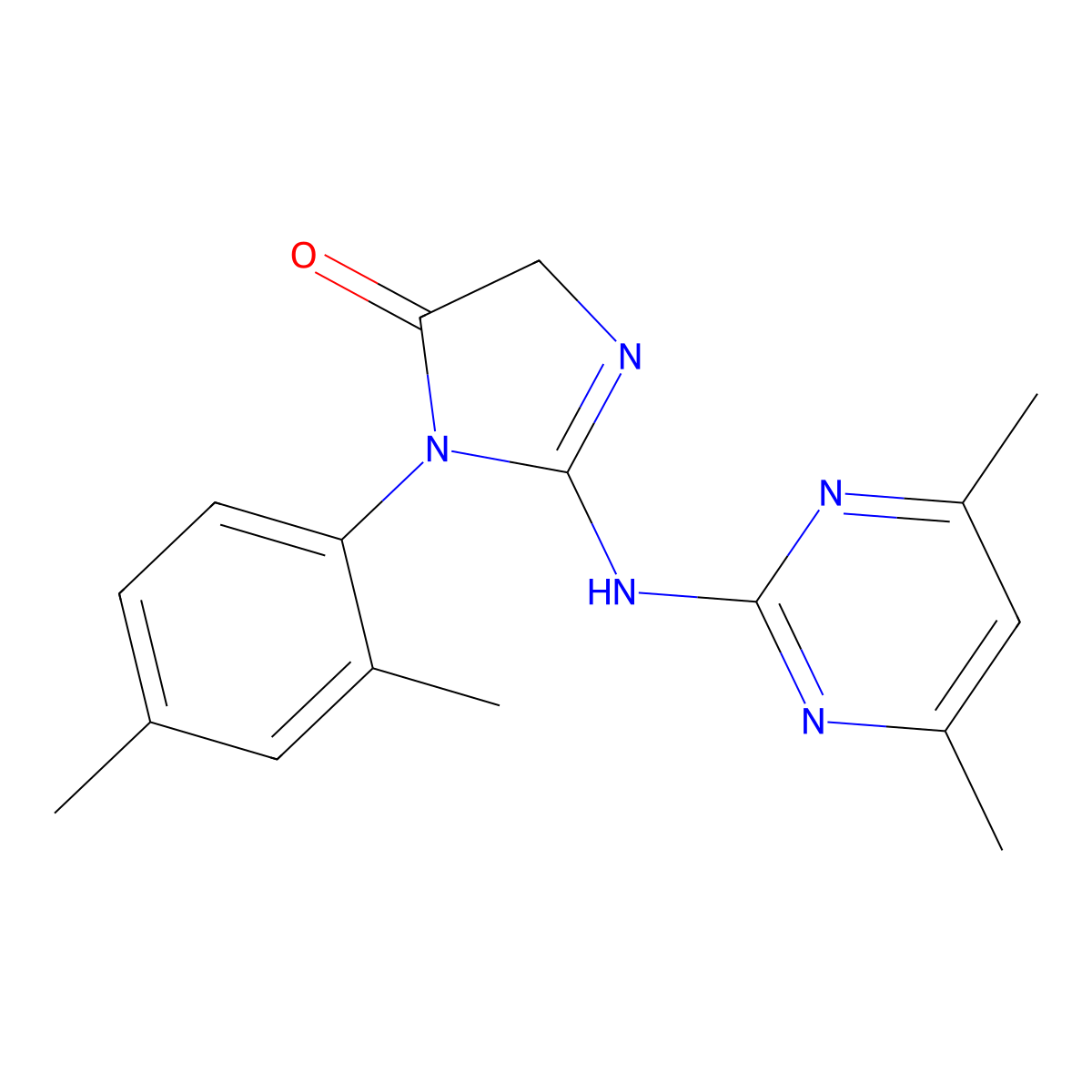 1-(2,4-dimethylphenyl)-2-[(4,6-dimethylpyrimidin-2-yl)amino]-4H-imidazol-5-one molecular structure, CAS 351337-24-1