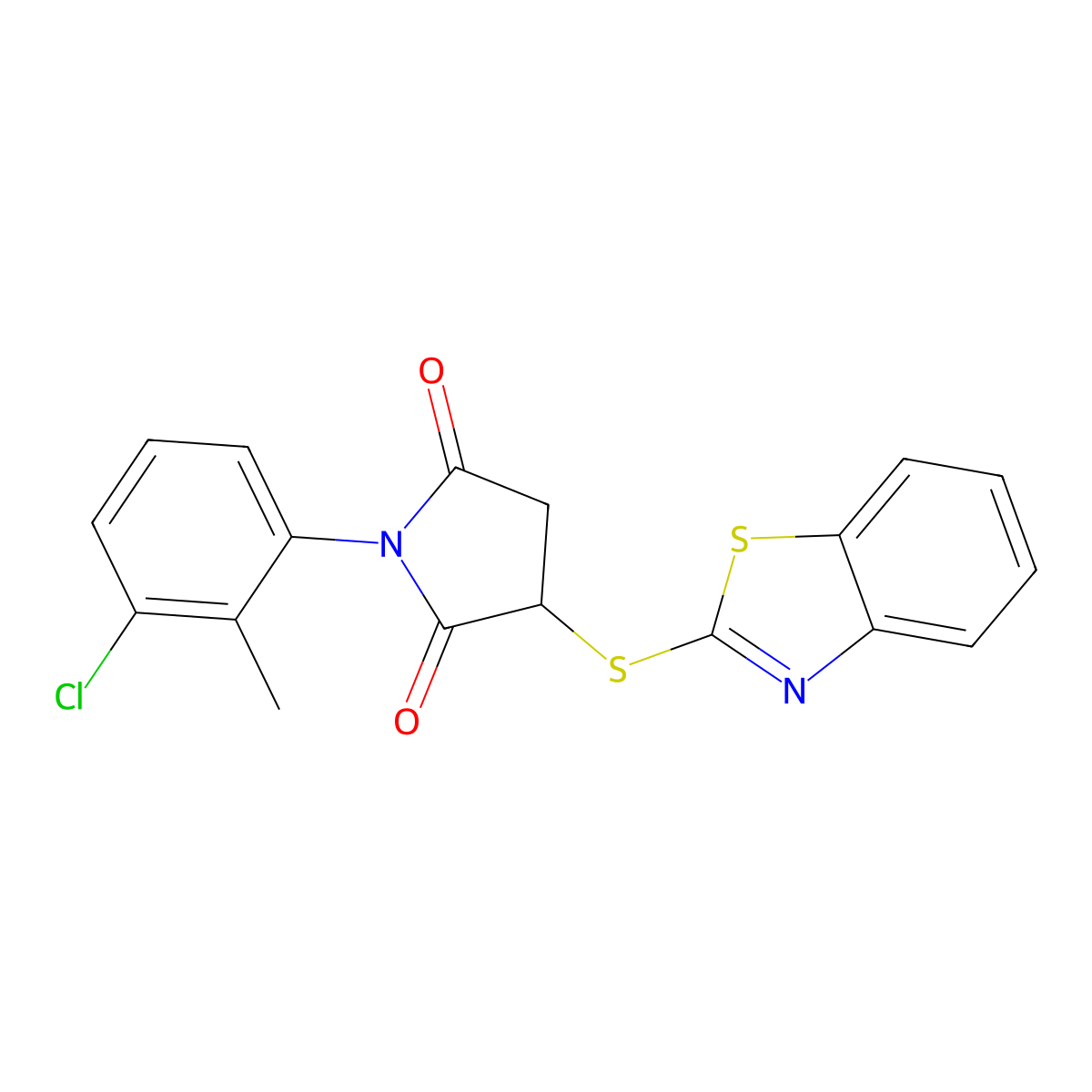 3-(1,3-Benzothiazol-2-ylsulfanyl)-1-(3-chloro-2-methylphenyl)pyrrolidine-2,5-dione molecular structure, CAS 351337-38-7