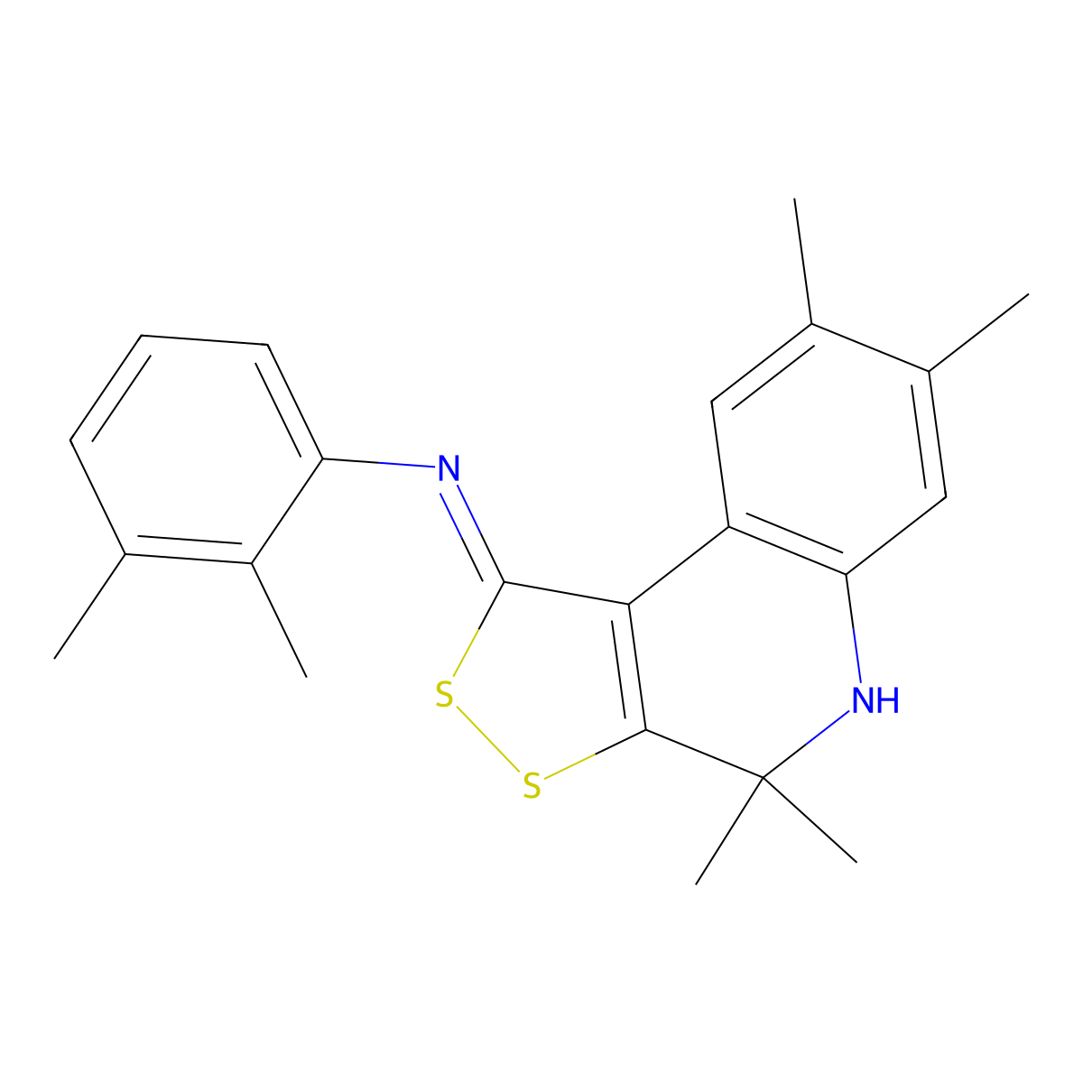 2,3-dimethyl-N-[(1Z)-4,4,7,8-tetramethyl-4,5-dihydro-1H-[1,2]dithiolo[3,4-c]quinolin-1-ylidene]aniline molecular structure, CAS 351337-78-5