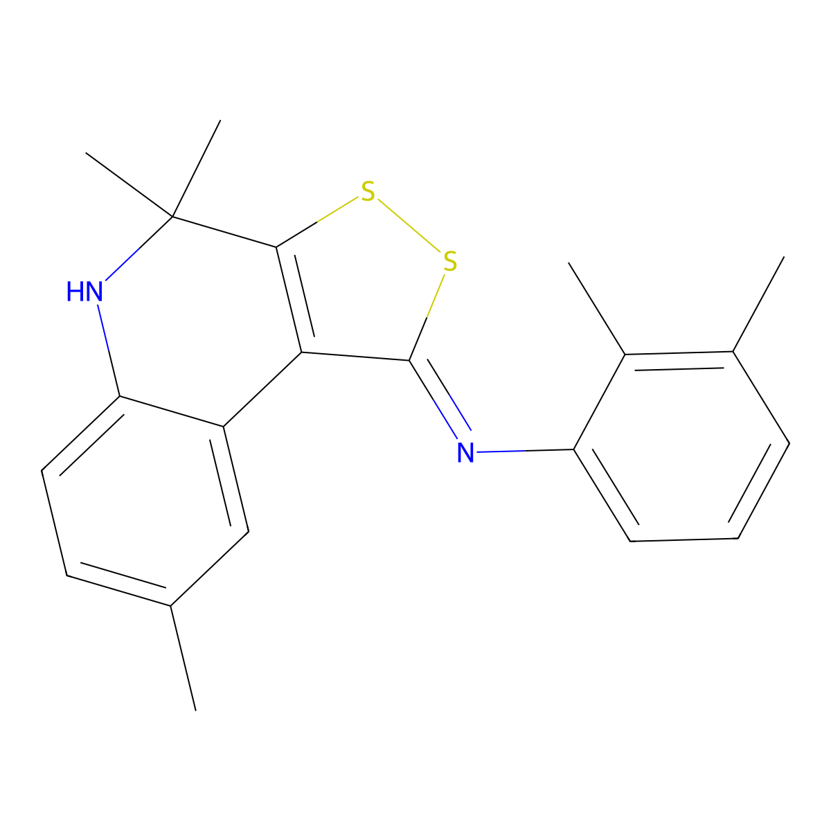 2,3-dimethyl-N-[(1Z)-4,4,8-trimethyl-4,5-dihydro-1H-[1,2]dithiolo[3,4-c]quinolin-1-ylidene]aniline molecular structure, CAS 351337-79-6