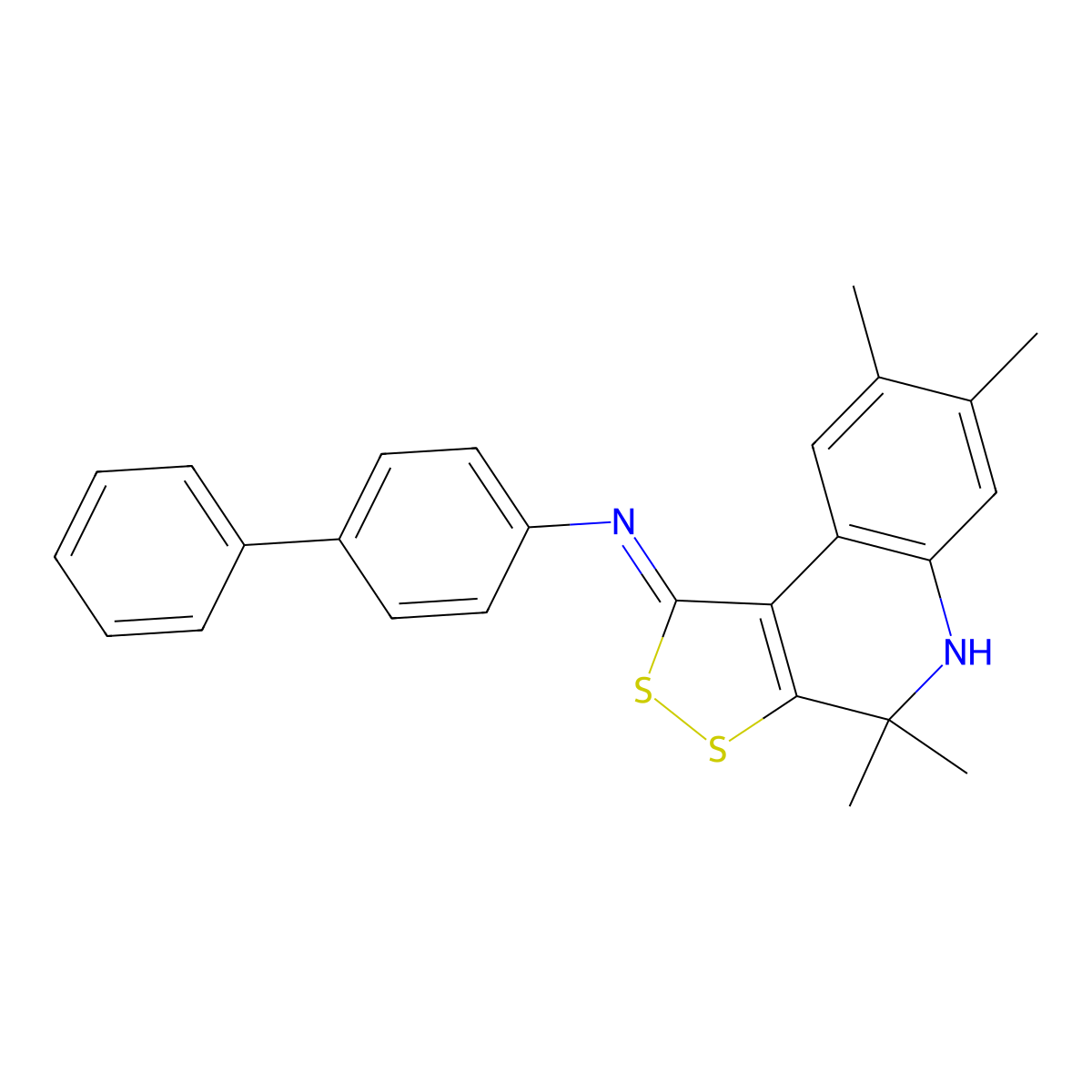 N-[(1Z)-4,4,7,8-tetramethyl-4,5-dihydro-1H-[1,2]dithiolo[3,4-c]quinolin-1-ylidene]biphenyl-4-amine molecular structure, CAS 351337-82-1