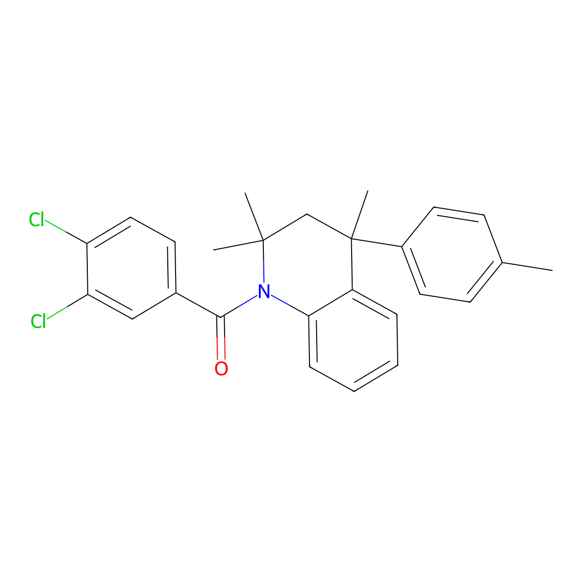 (3,4-dichlorophenyl)[2,2,4-trimethyl-4-(4-methylphenyl)-3,4-dihydroquinolin-1(2H)-yl]methanone molecular structure, CAS 351337-92-3