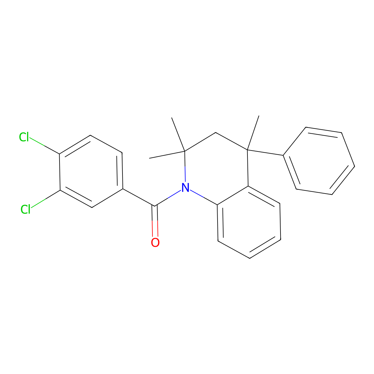 (3,4-dichlorophenyl)(2,2,4-trimethyl-4-phenyl-3,4-dihydroquinolin-1(2H)-yl)methanone molecular structure, CAS 351337-93-4
