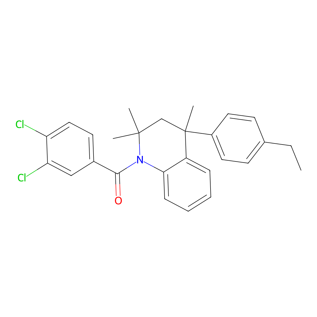 (3,4-dichlorophenyl)[4-(4-ethylphenyl)-2,2,4-trimethyl-3,4-dihydroquinolin-1(2H)-yl]methanone molecular structure, CAS 351337-94-5